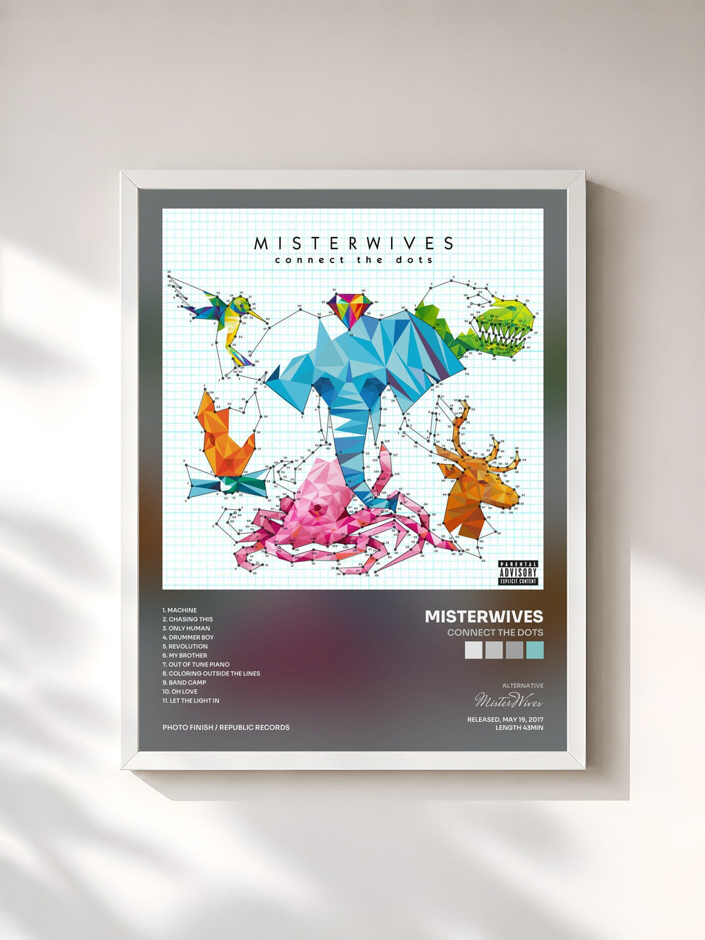 #blanc Connect The Dots by MisterWives as a framed art print, white frame, printed and framed in France