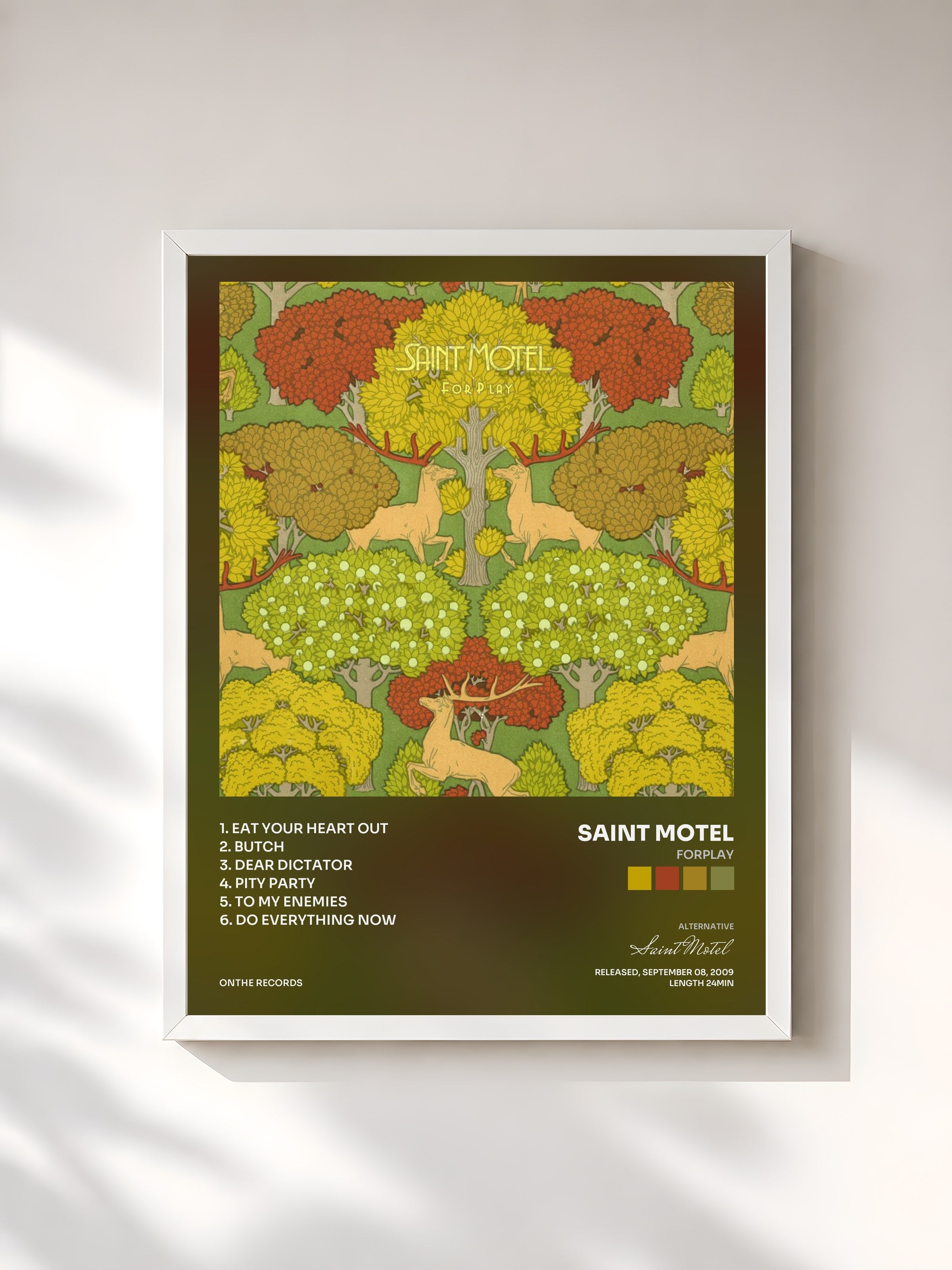 #blanc Tableau de l'album ForPlay de Saint Motel, cadre blanc, imprimé et encadré en France