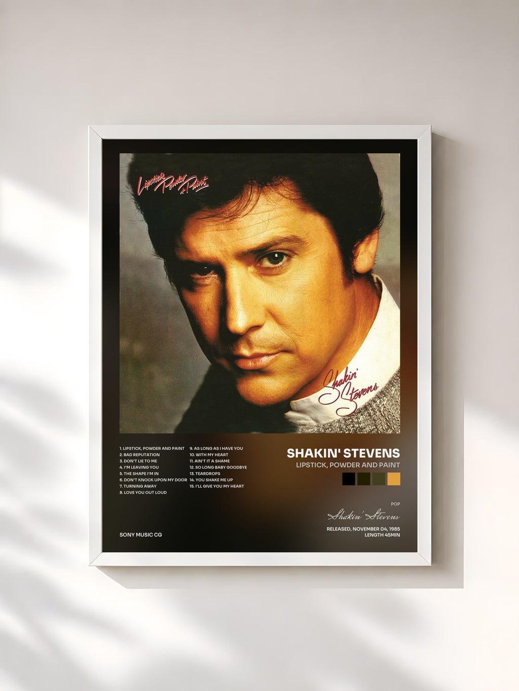 #blanc Lipstick, Powder and Paint by Shakin' Stevens as a framed art print, white frame, printed and framed in France