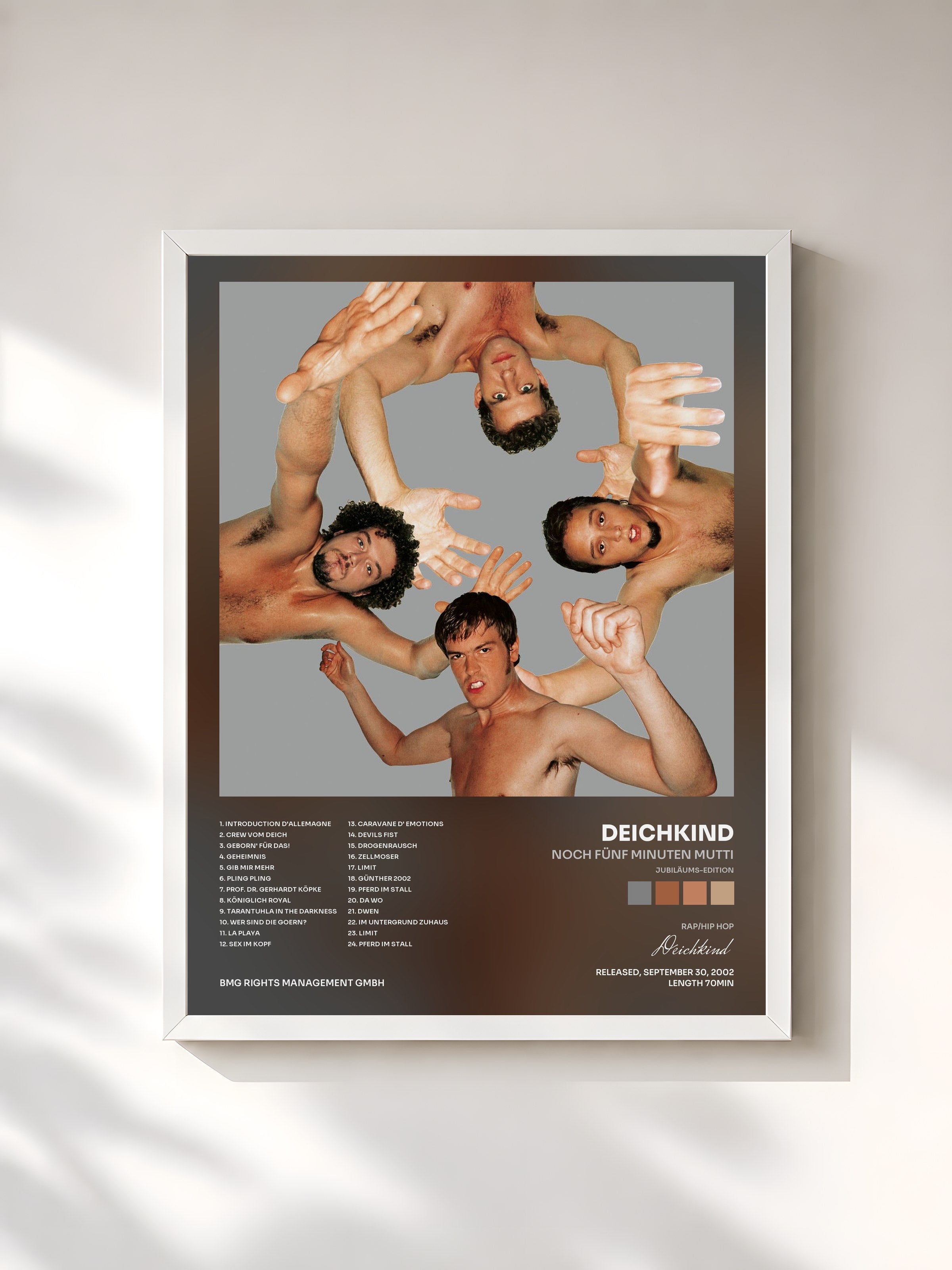 #blanc Tableau de l'album Noch fünf Minuten Mutti (Jubiläums-Edition) de Deichkind, cadre blanc, imprimé et encadré en France