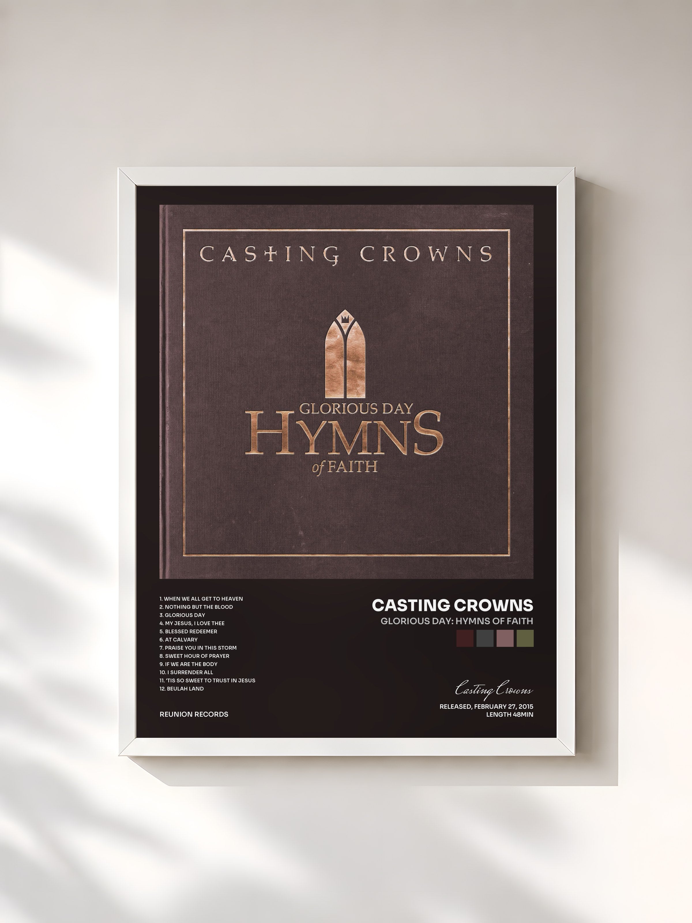 #blanc Tableau de l'album Glorious Day: Hymns of Faith de Casting Crowns, cadre blanc, imprimé et encadré en France