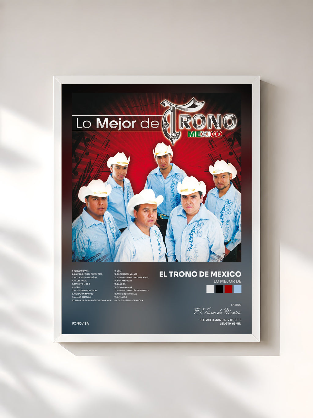 #blanc Tableau de l'album Lo Mejor De de El Trono de Mexico, cadre blanc, imprimé et encadré en France