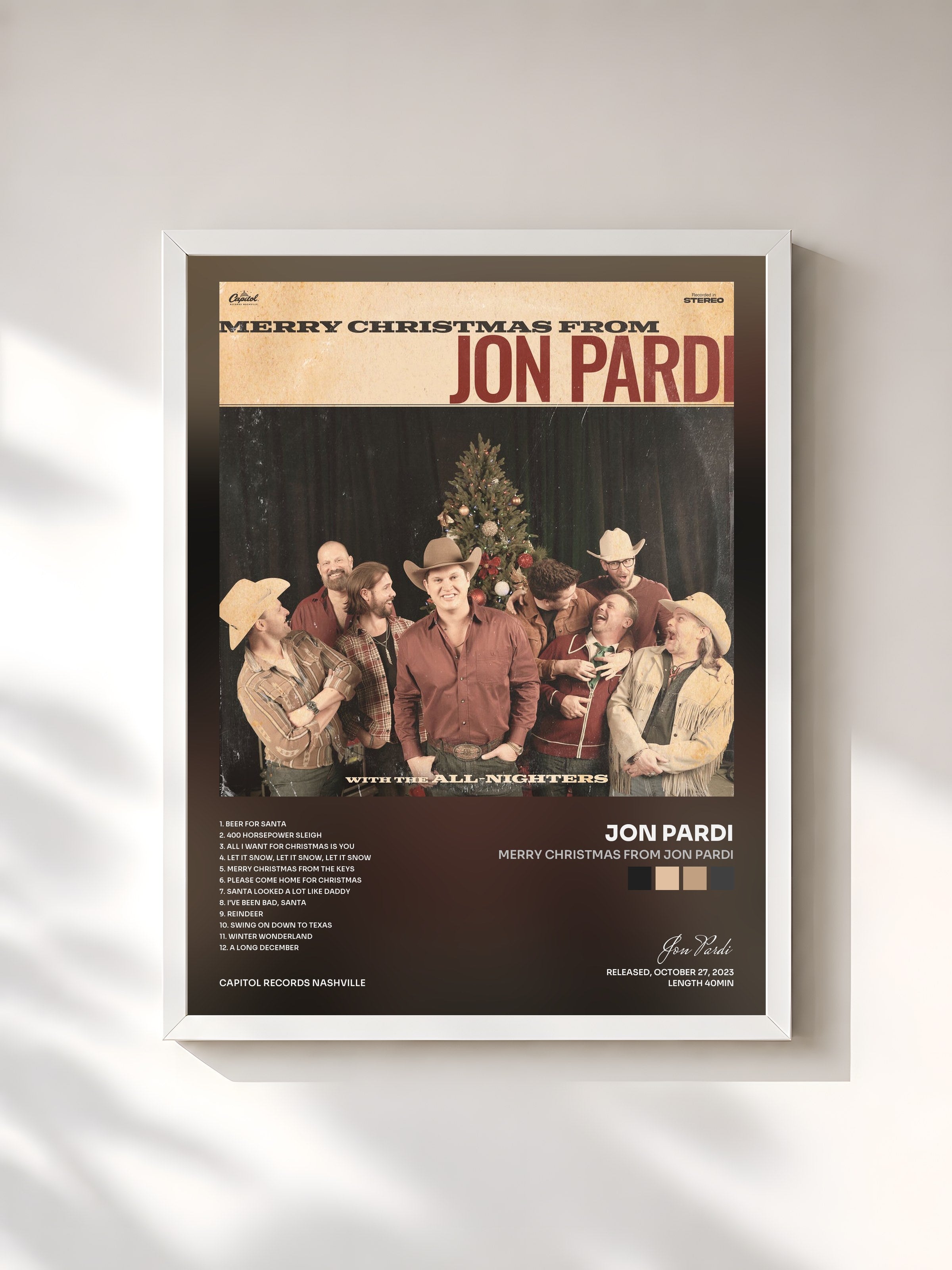 #blanc Tableau de l'album Merry Christmas From Jon Pardi de Jon Pardi, cadre blanc, imprimé et encadré en France