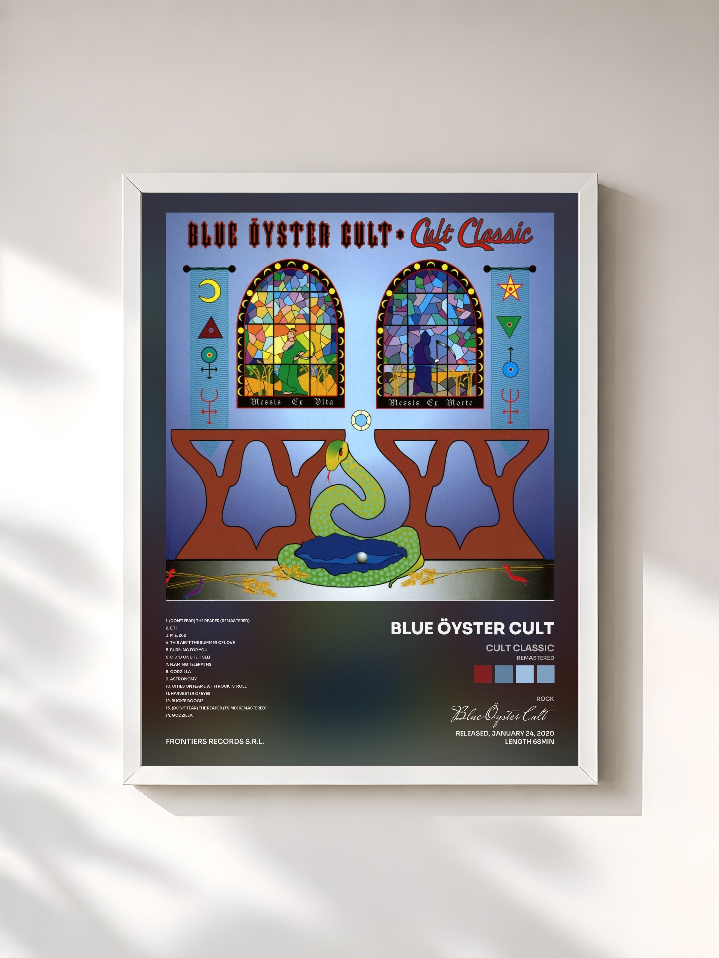 #blanc Tableau de l'album Cult Classic (Remastered) de Blue Öyster Cult, cadre blanc, imprimé et encadré en France