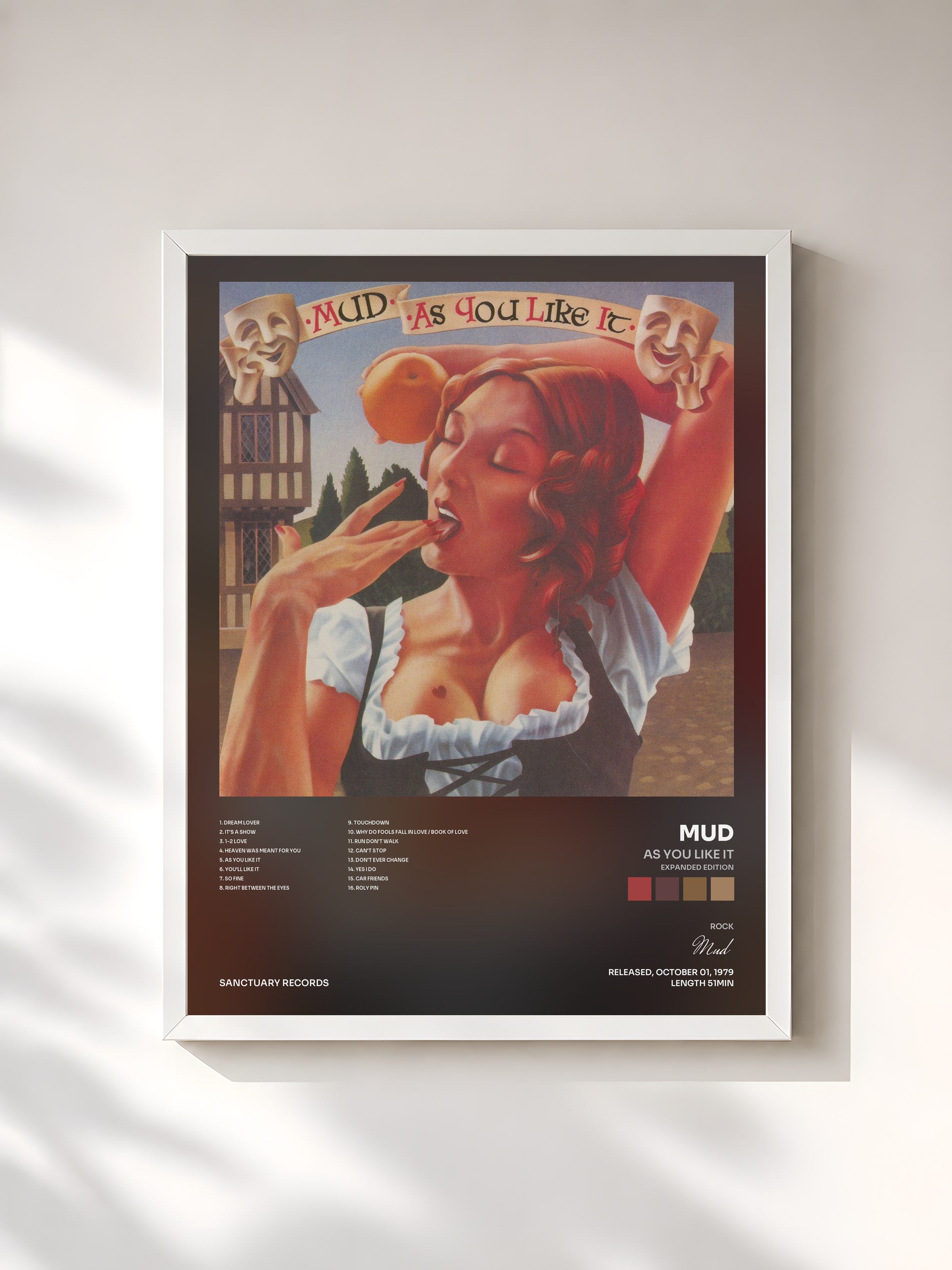#blanc Tableau de l'album As You Like It (Expanded Edition) de Mud, cadre blanc, imprimé et encadré en France