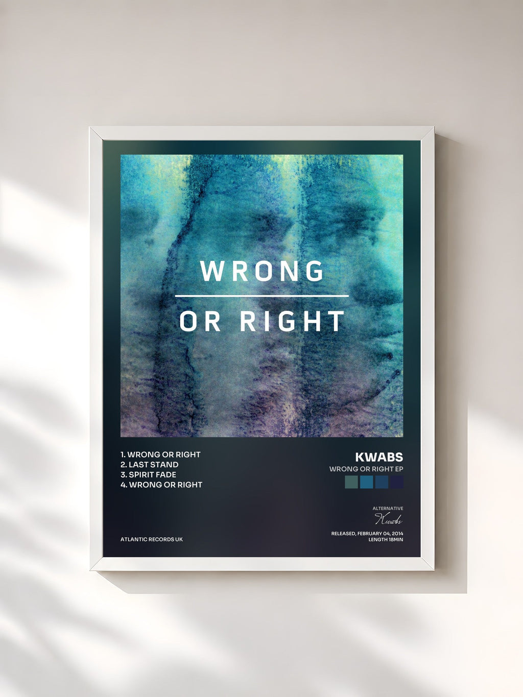 #blanc Wrong or Right EP von Kwabs als gerahmter Kunstdruck, weißer Rahmen, gedruckt und gerahmt in Frankreich