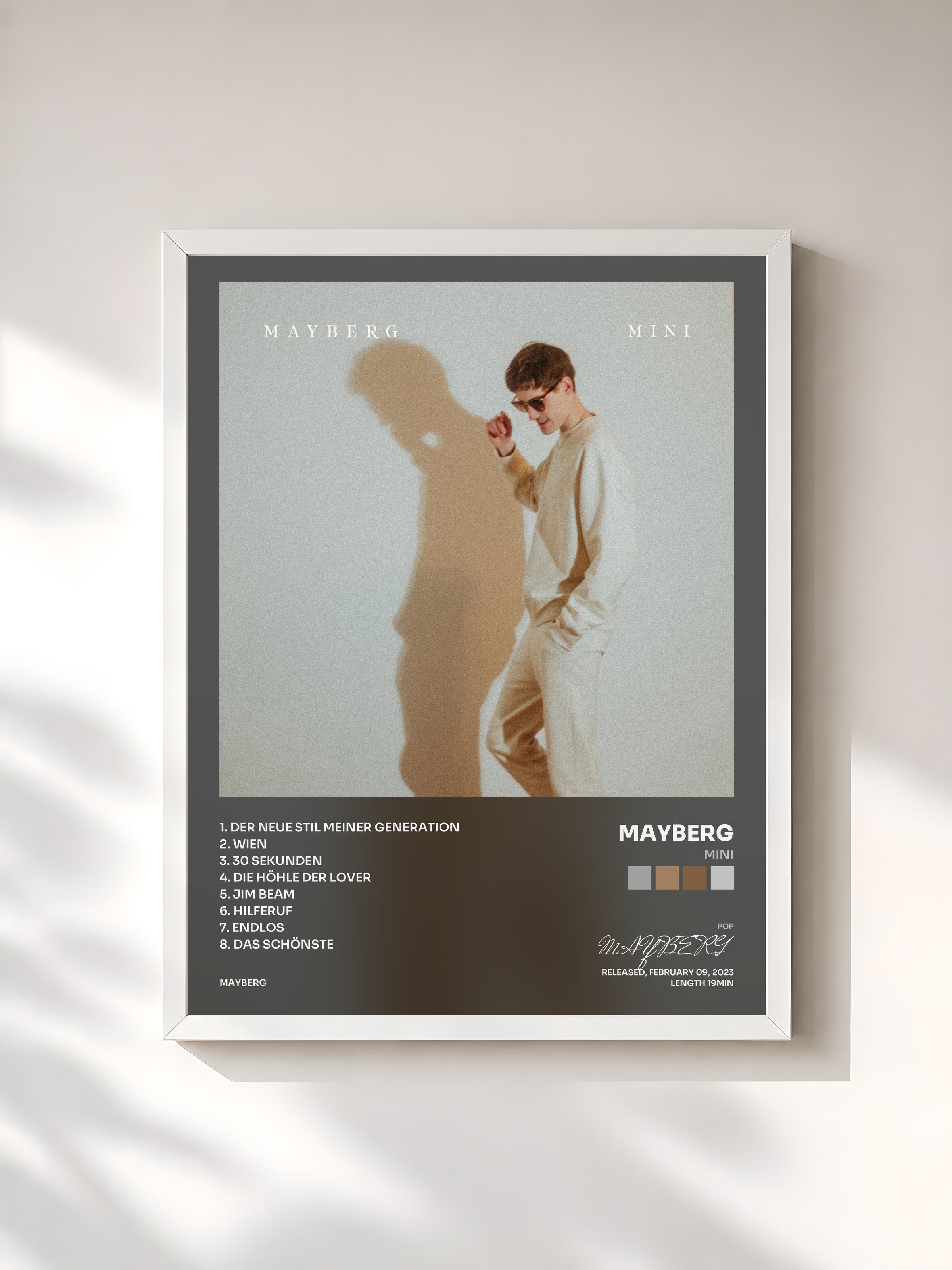 #blanc Tableau de l'album MINI de MAYBERG, cadre blanc, imprimé et encadré en France