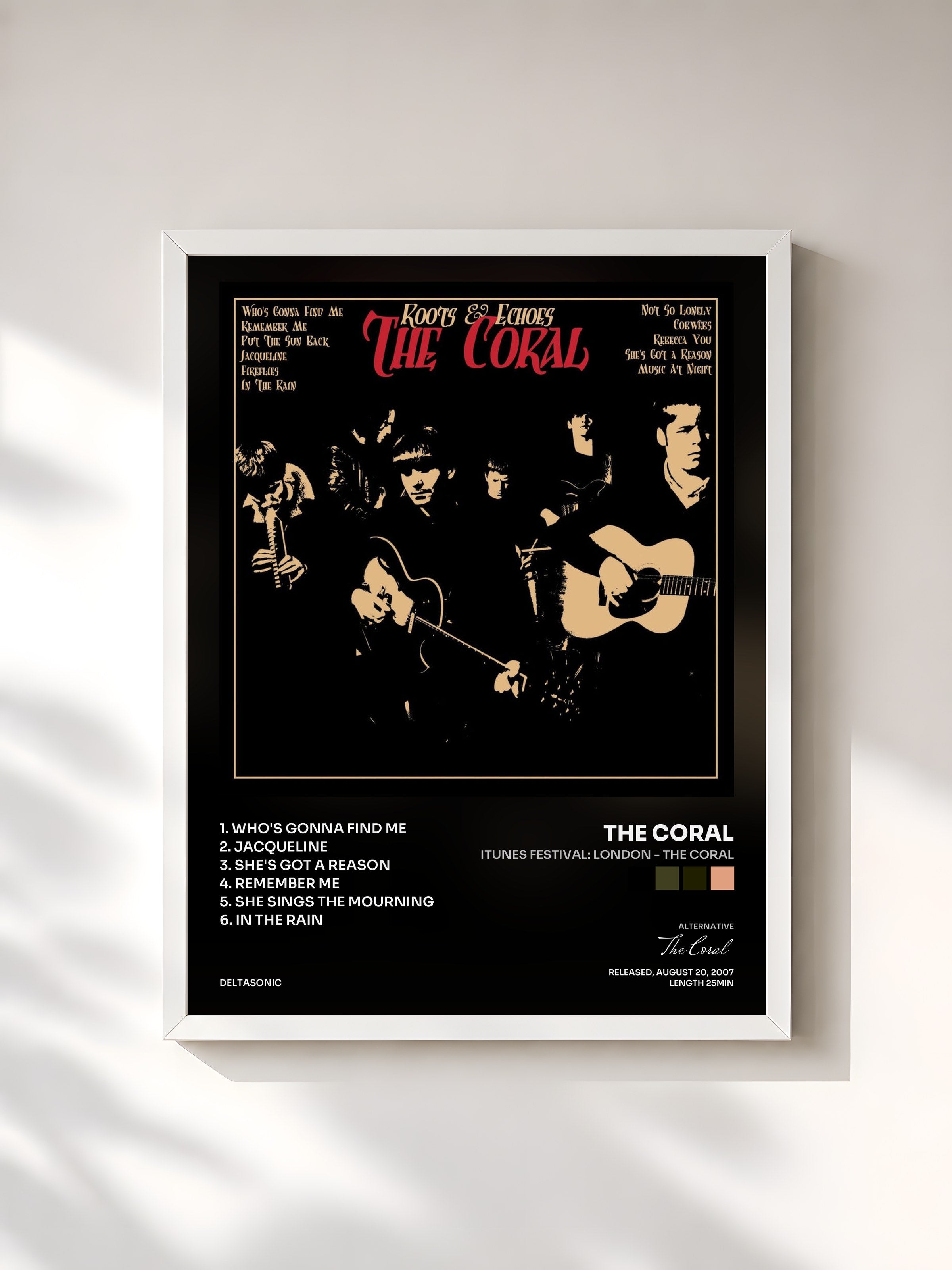 #blanc Tableau de l'album iTunes Festival: London - The Coral de The Coral, cadre blanc, imprimé et encadré en France