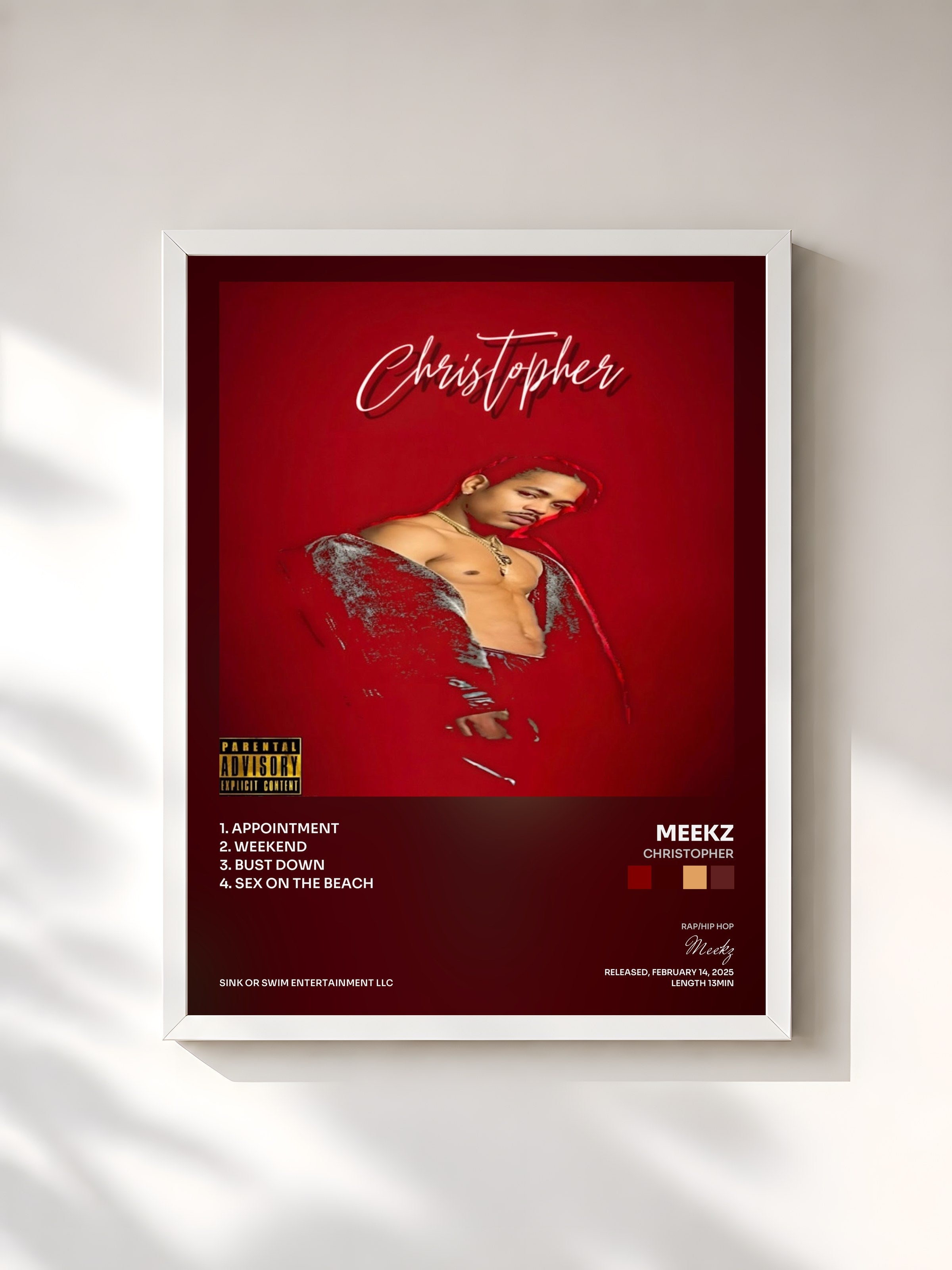 #blanc Tableau de l'album Christopher de Meekz, cadre blanc, imprimé et encadré en France