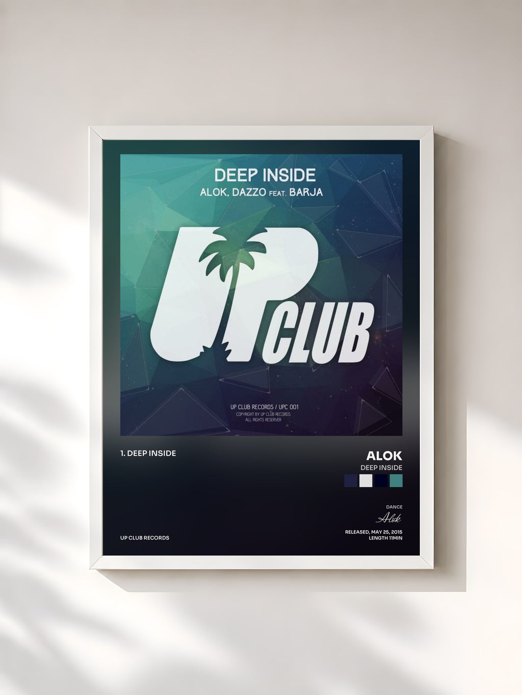 #blanc Tableau de l'album Deep Inside de Alok, cadre blanc, imprimé et encadré en France
