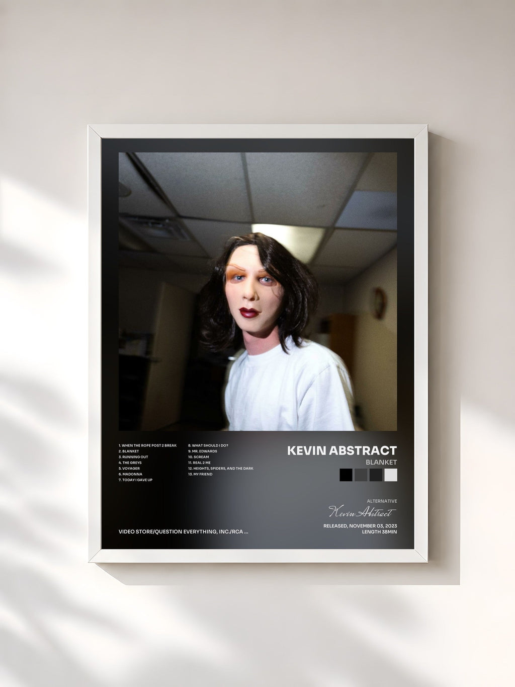 #blanc Blanket by Kevin Abstract as a framed art print, white frame, printed and framed in France