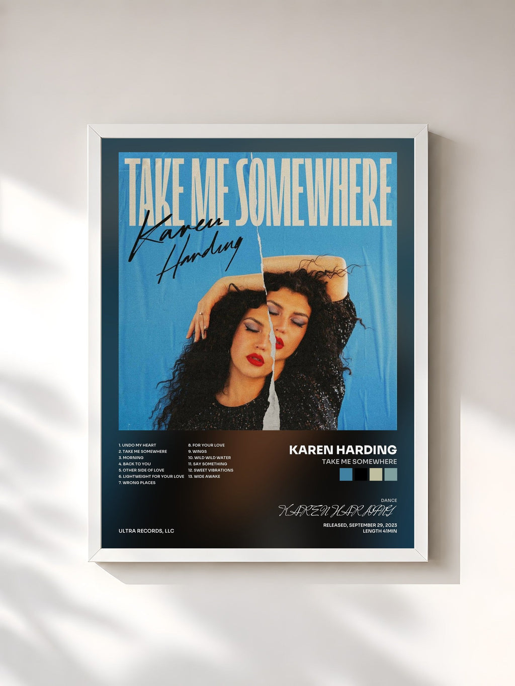 #blanc Tableau de l'album Take Me Somewhere de KAREN HARDING, cadre blanc, imprimé et encadré en France