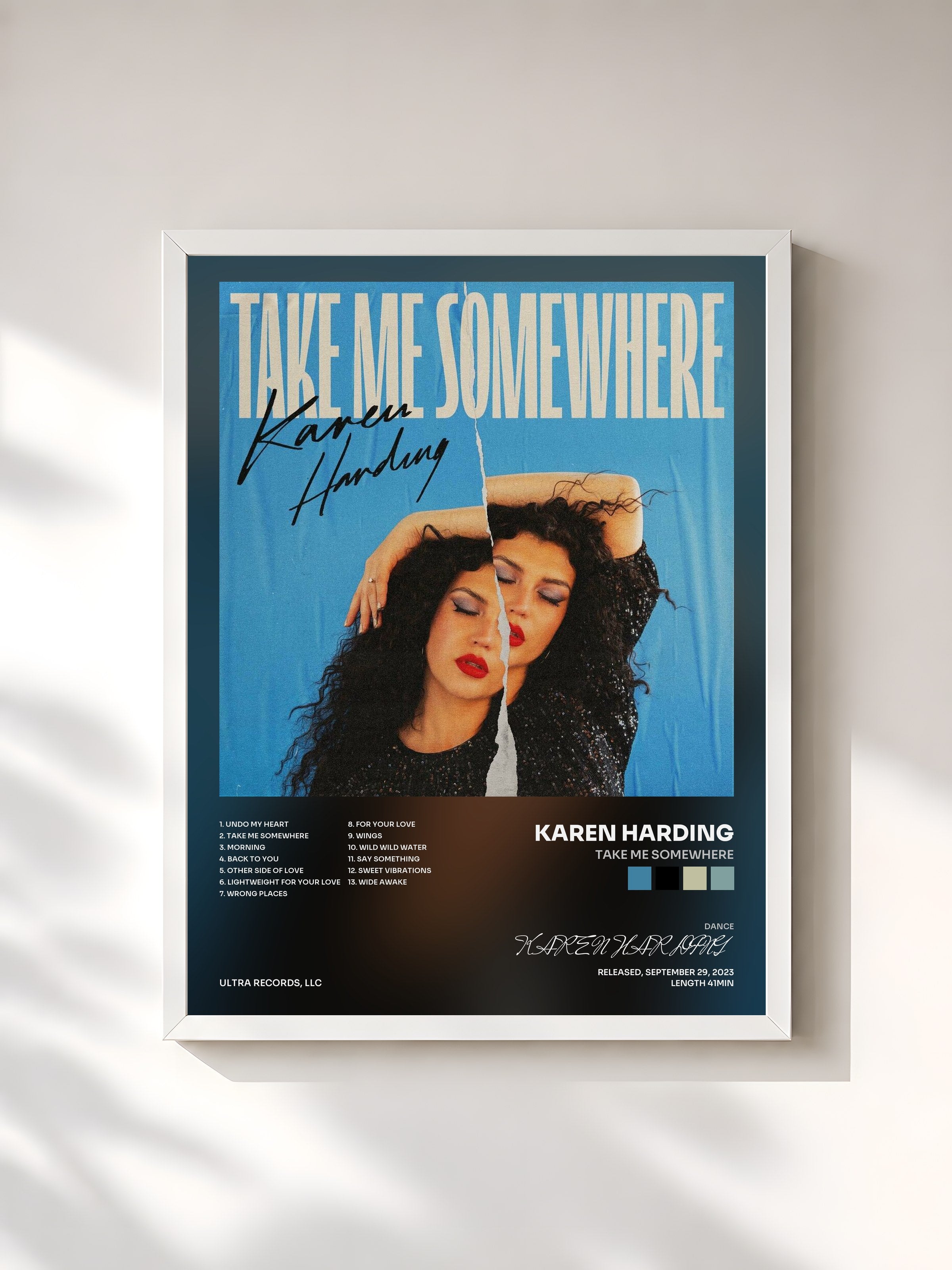 #blanc Tableau de l'album Take Me Somewhere de KAREN HARDING, cadre blanc, imprimé et encadré en France