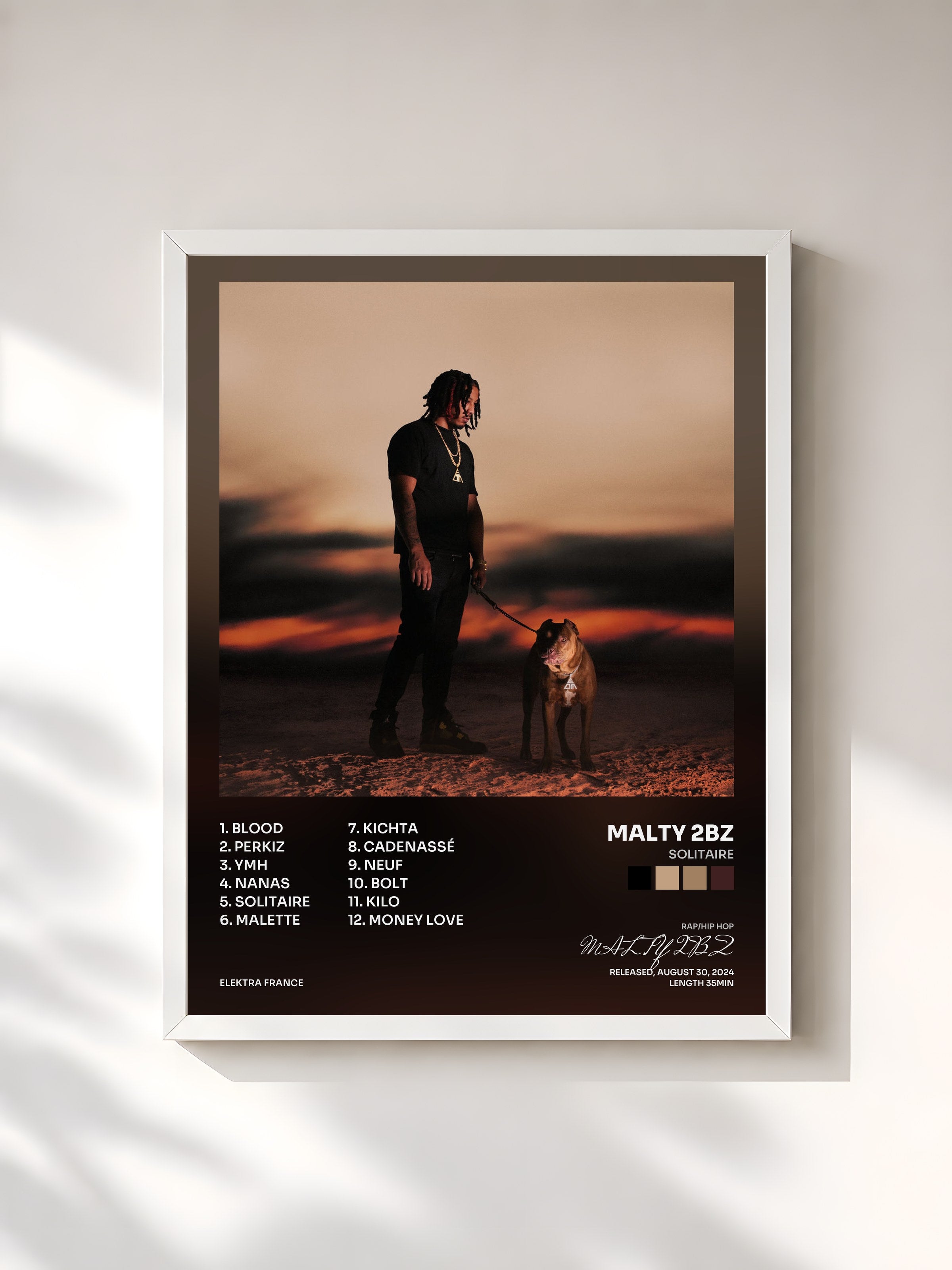 #blanc Tableau de l'album Solitaire de MALTY 2BZ, cadre blanc, imprimé et encadré en France