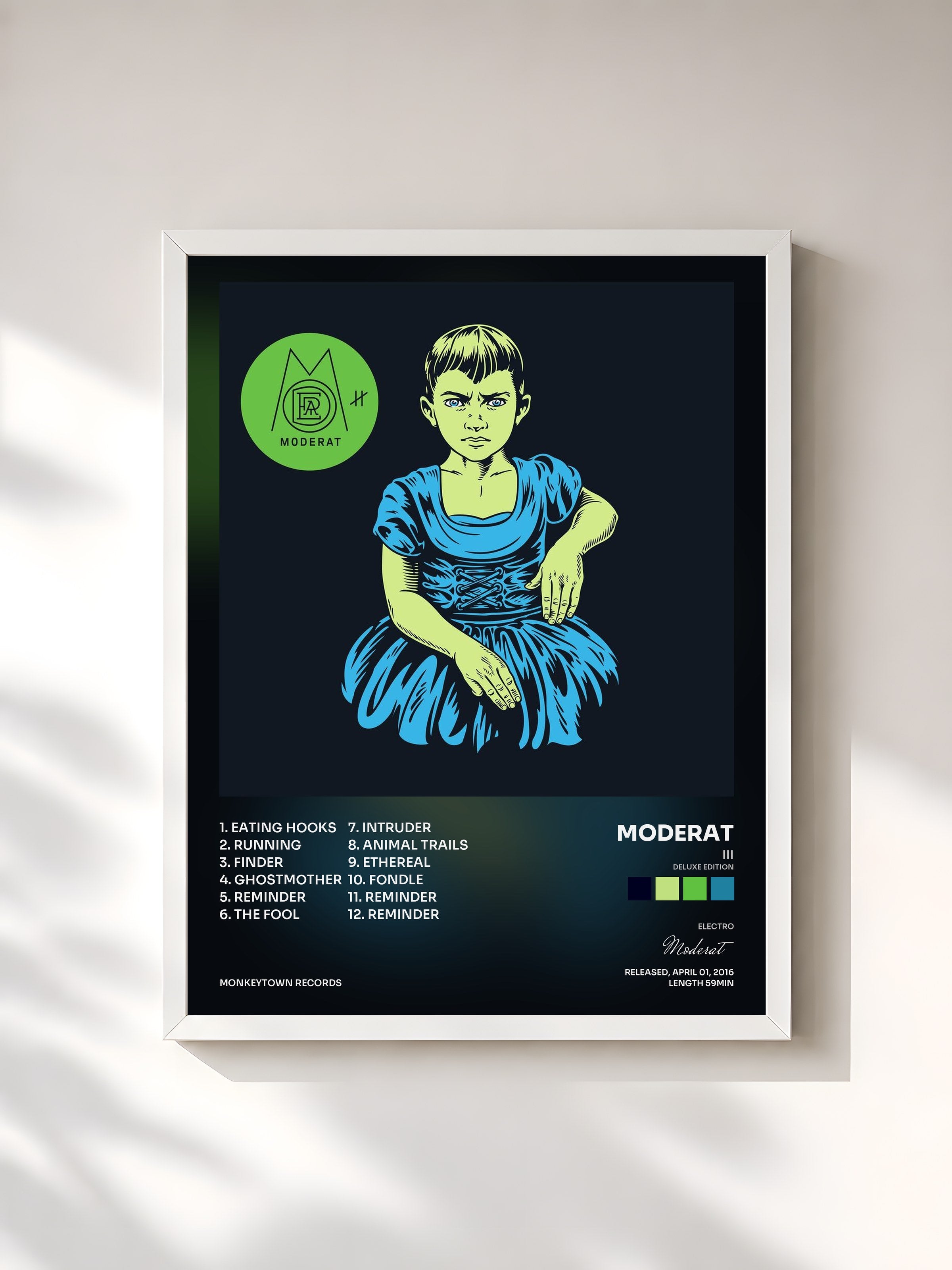 #blanc Tableau de l'album III (Deluxe Edition) de Moderat, cadre blanc, imprimé et encadré en France