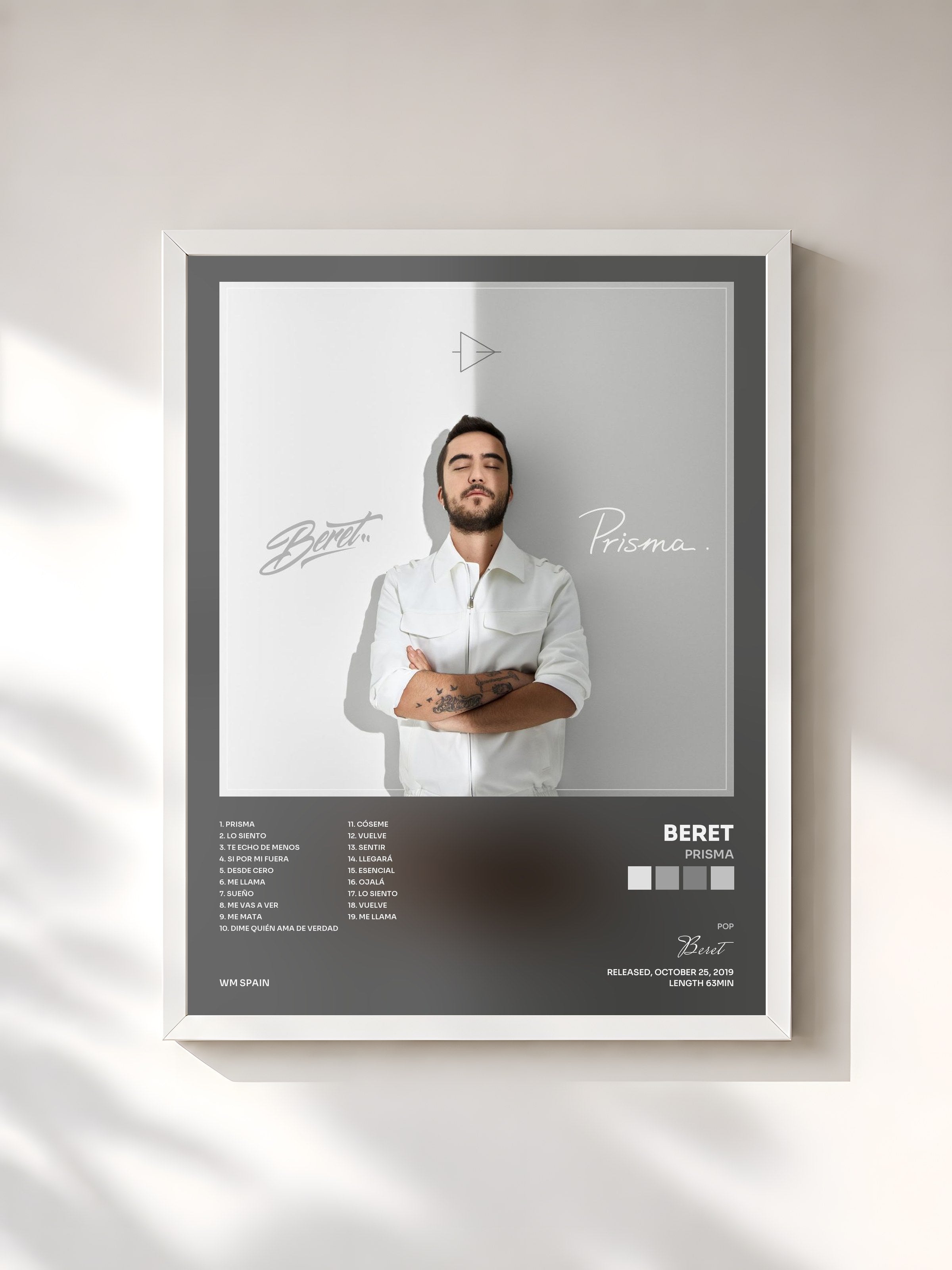 #blanc Tableau de l'album Prisma de Beret, cadre blanc, imprimé et encadré en France