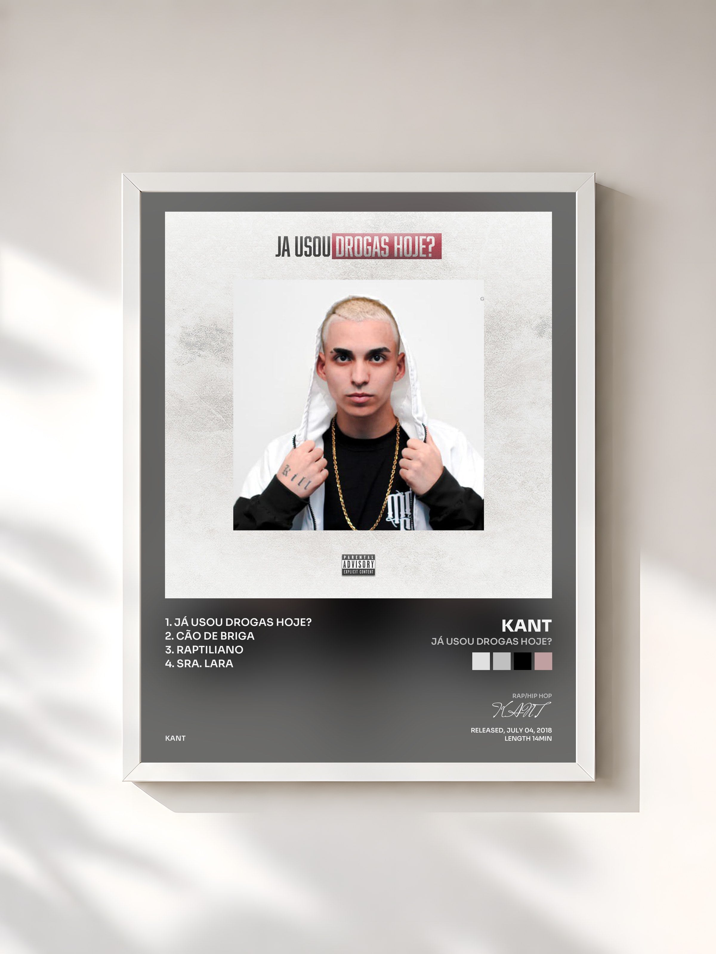 #blanc Tableau de l'album Já Usou Drogas Hoje? de KANT, cadre blanc, imprimé et encadré en France