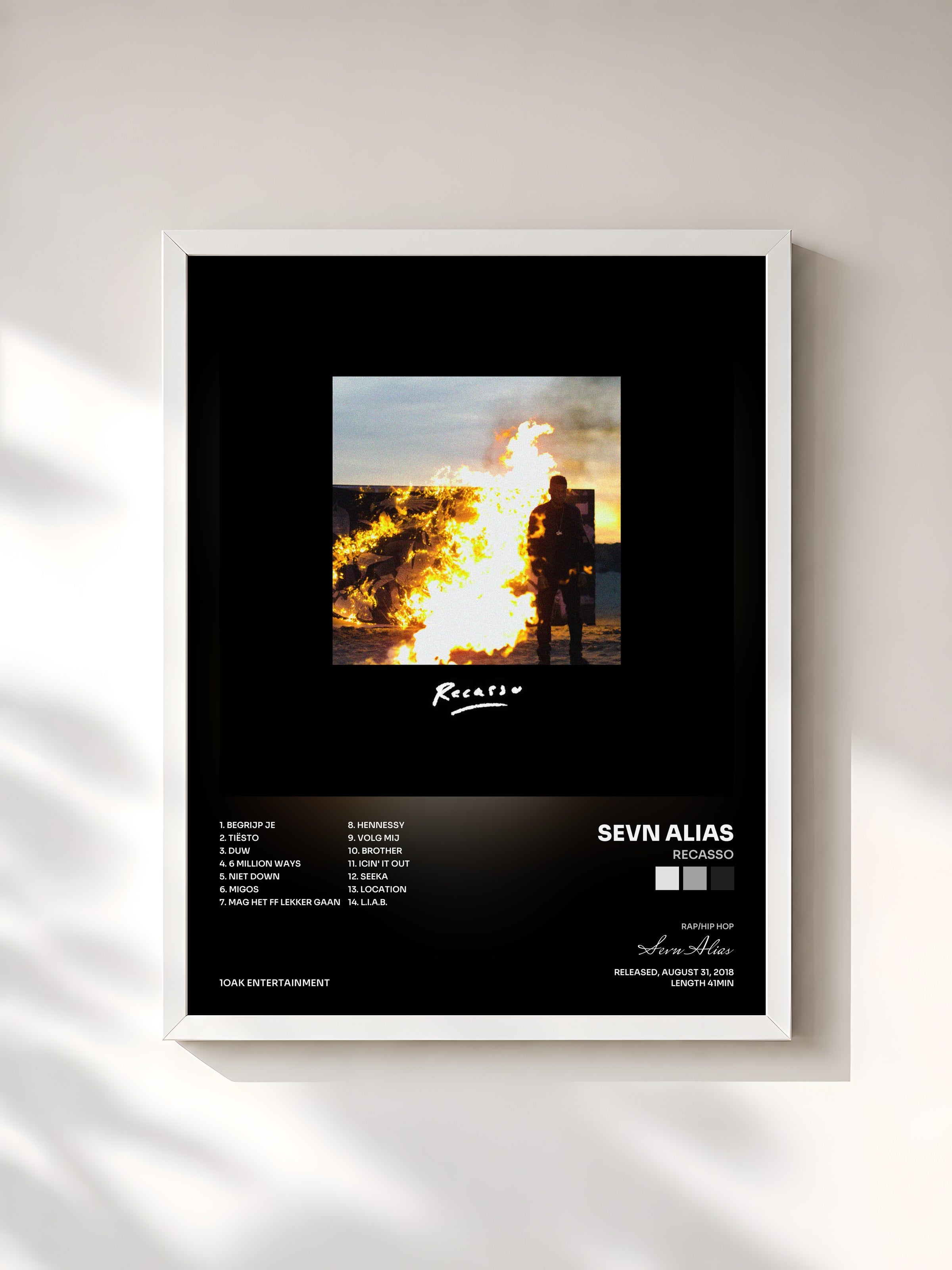 #blanc Tableau de l'album Recasso de Sevn Alias, cadre blanc, imprimé et encadré en France