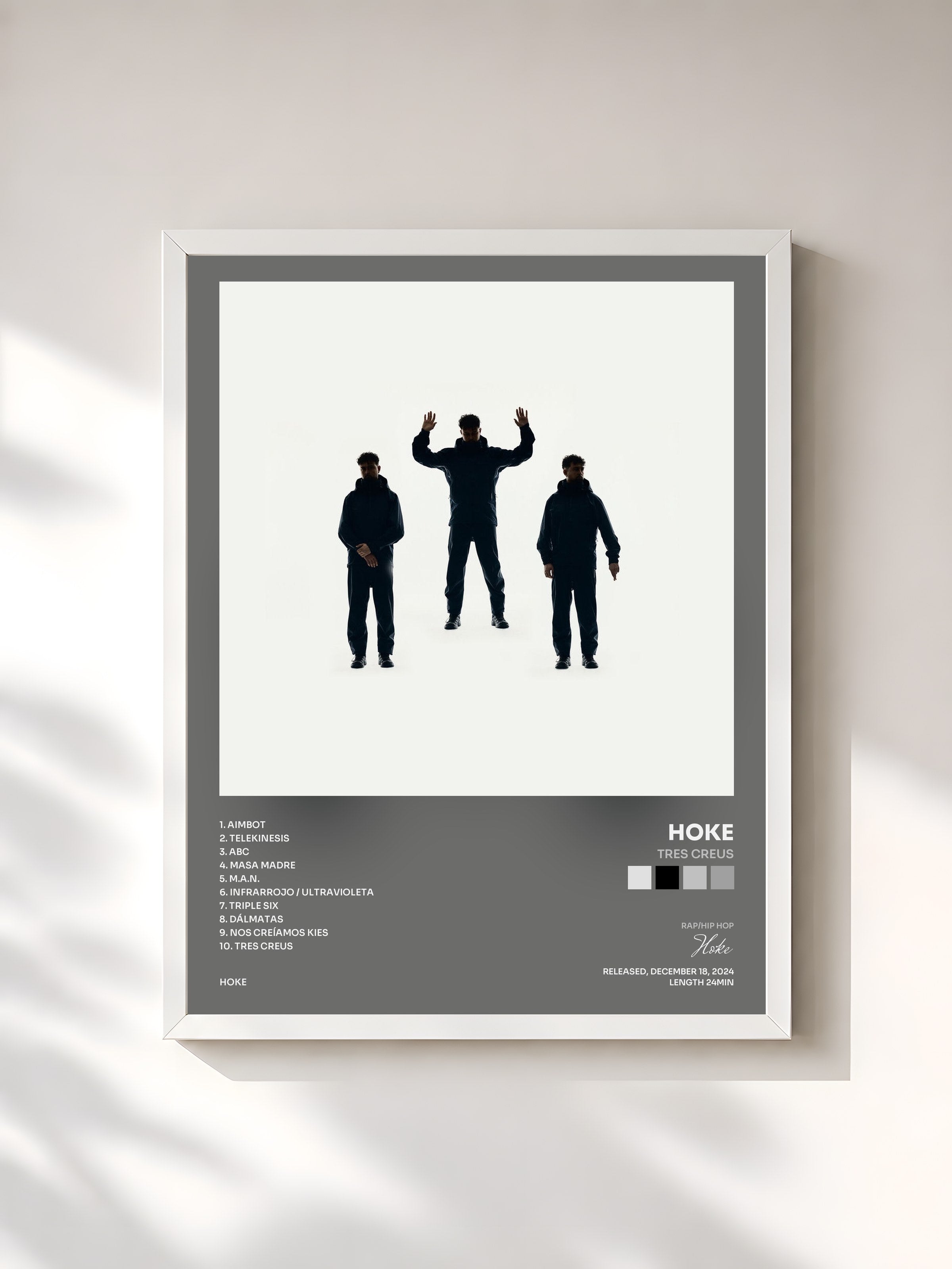 #blanc Tableau de l'album TRES CREUS de Hoke, cadre blanc, imprimé et encadré en France