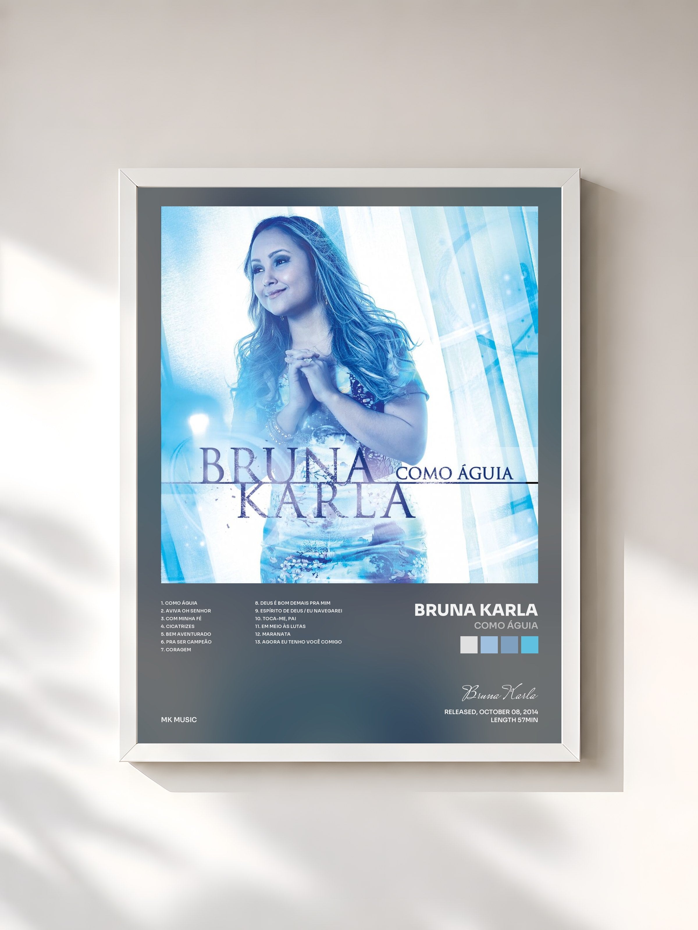 #blanc Tableau de l'album Como Águia de Bruna Karla, cadre blanc, imprimé et encadré en France