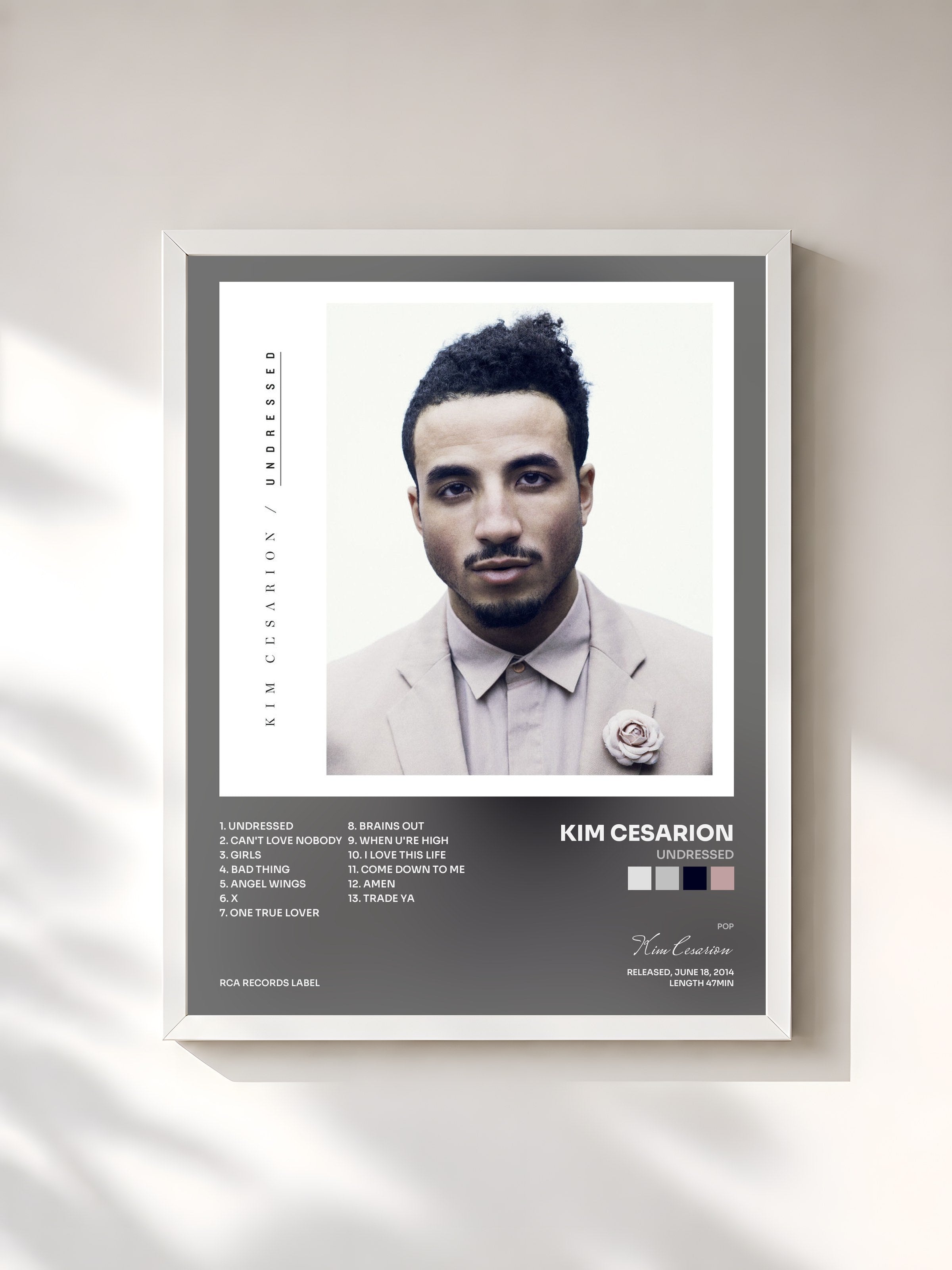 #blanc Tableau de l'album Undressed de Kim Cesarion, cadre blanc, imprimé et encadré en France