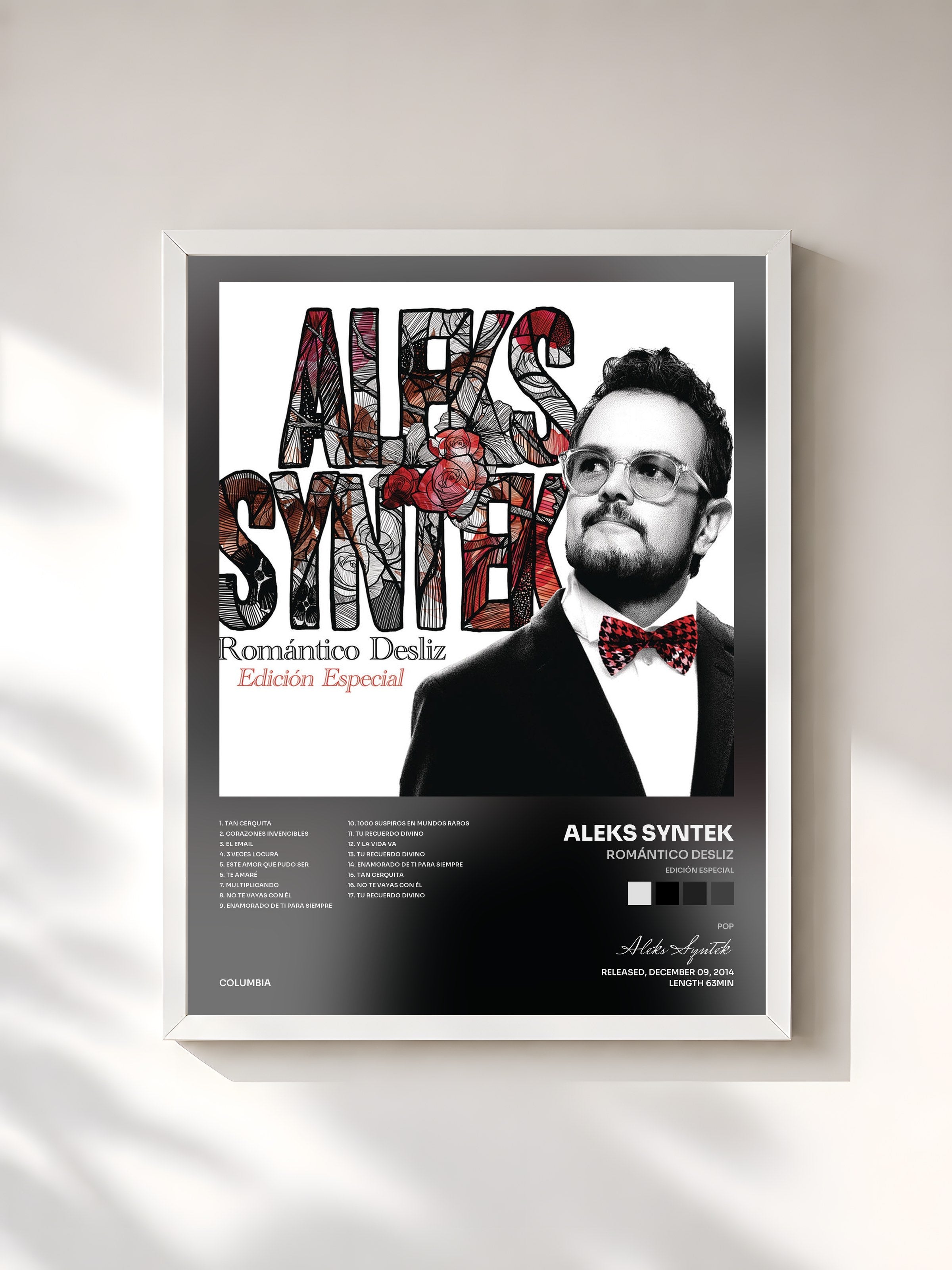 #blanc Tableau de l'album Romántico Desliz (Edición Especial) de Aleks Syntek, cadre blanc, imprimé et encadré en France