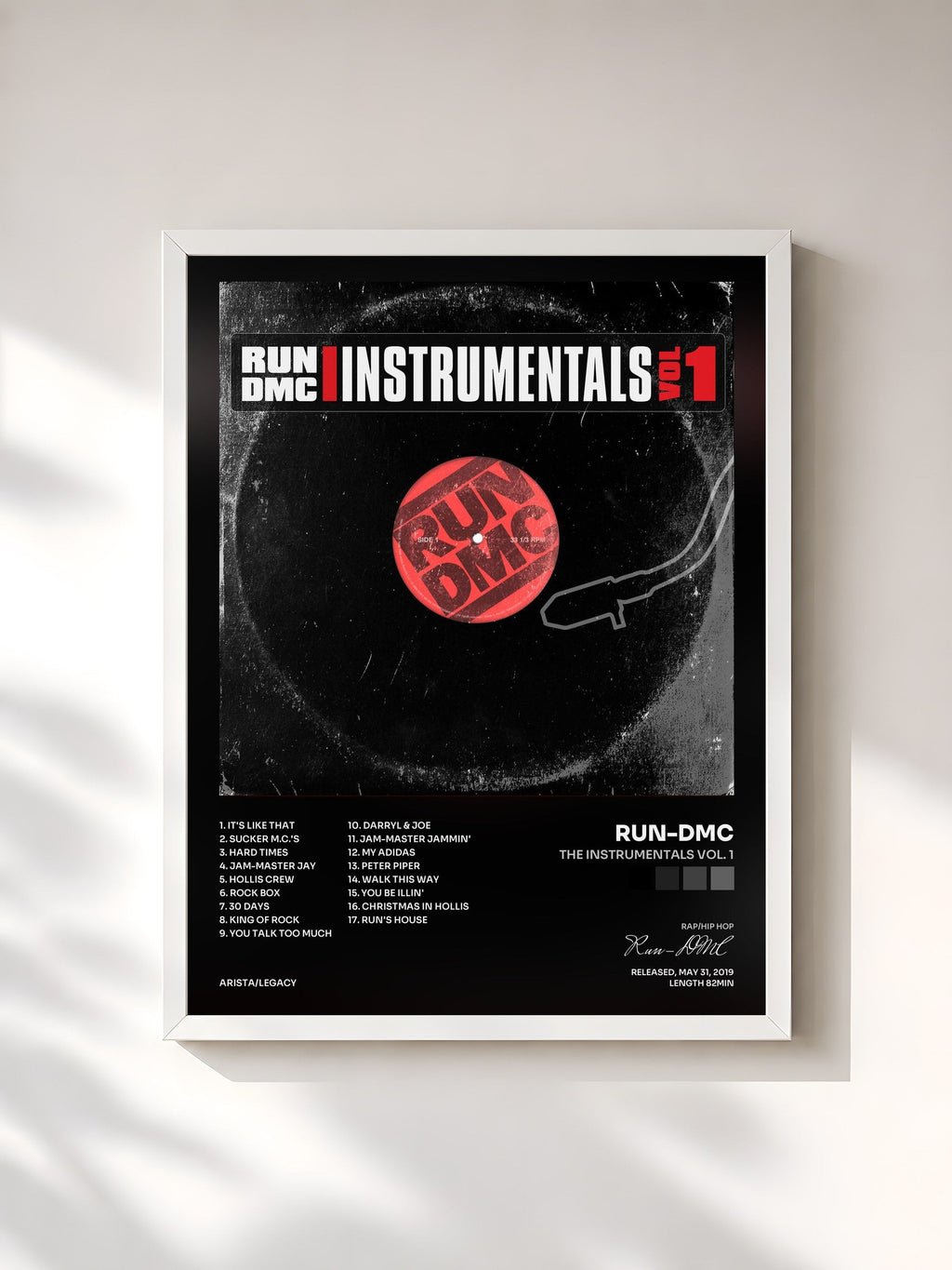 #blanc The Instrumentals Vol. 1 di Run-DMC in stampa incorniciata, cornice bianca, stampata e incorniciata in Francia