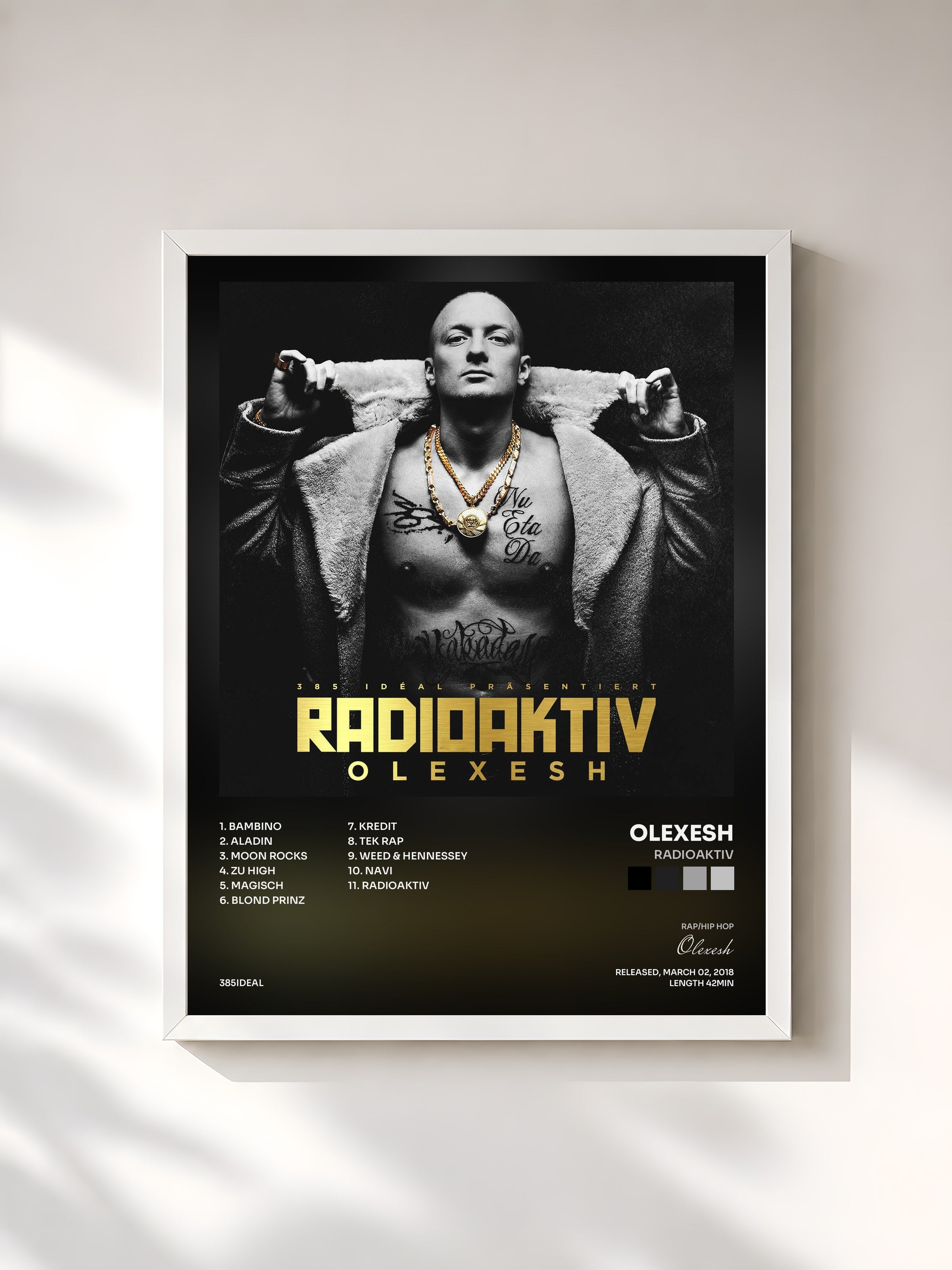 #blanc Tableau de l'album Radioaktiv de Olexesh, cadre blanc, imprimé et encadré en France