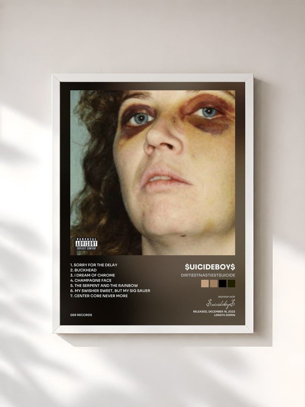 #blanc DIRTIESTNASTIEST$UICIDE di $uicideboy$ in stampa incorniciata, cornice bianca, stampata e incorniciata in Francia