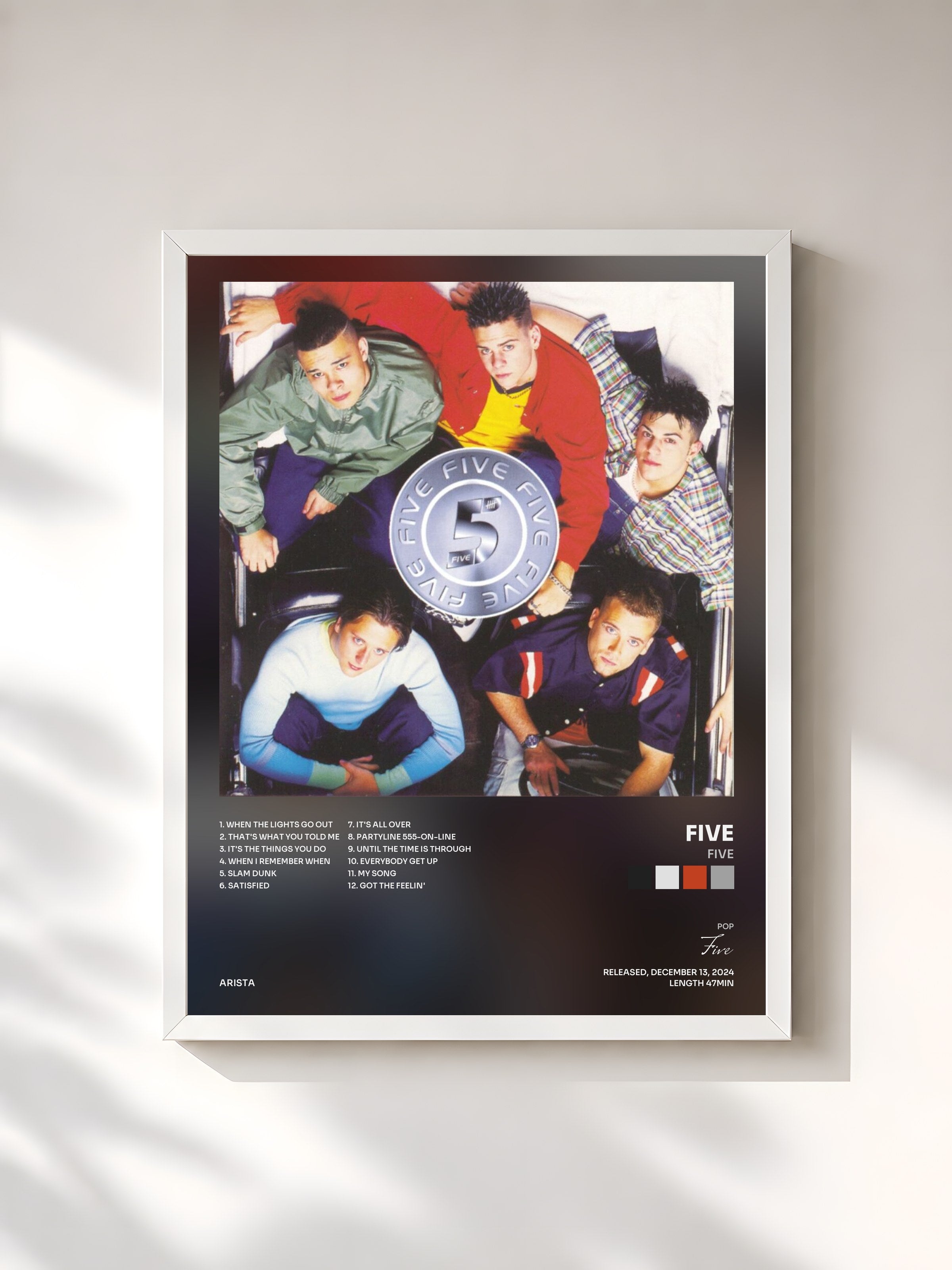 #blanc Tableau de l'album Five de Five, cadre blanc, imprimé et encadré en France