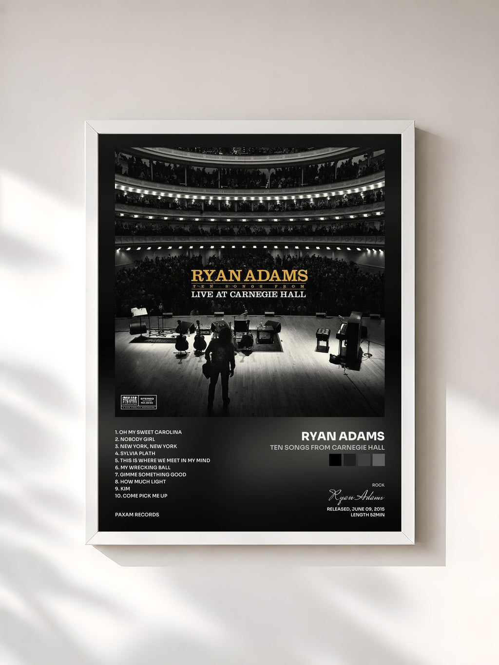 #blanc Ten Songs from Carnegie Hall di Ryan Adams in stampa incorniciata, cornice bianca, stampata e incorniciata in Francia