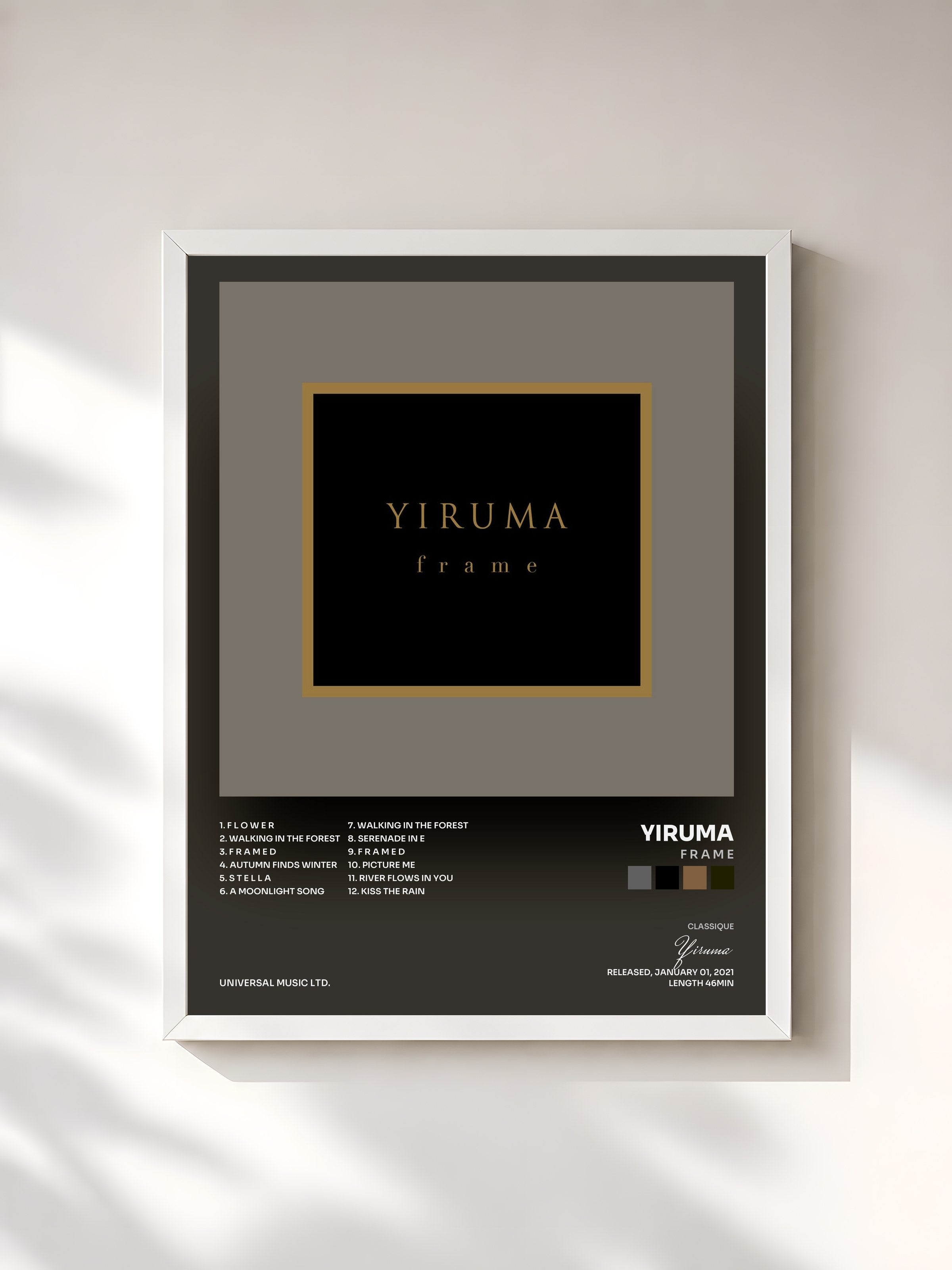 #blanc Tableau de l'album f r a m e de Yiruma, cadre blanc, imprimé et encadré en France