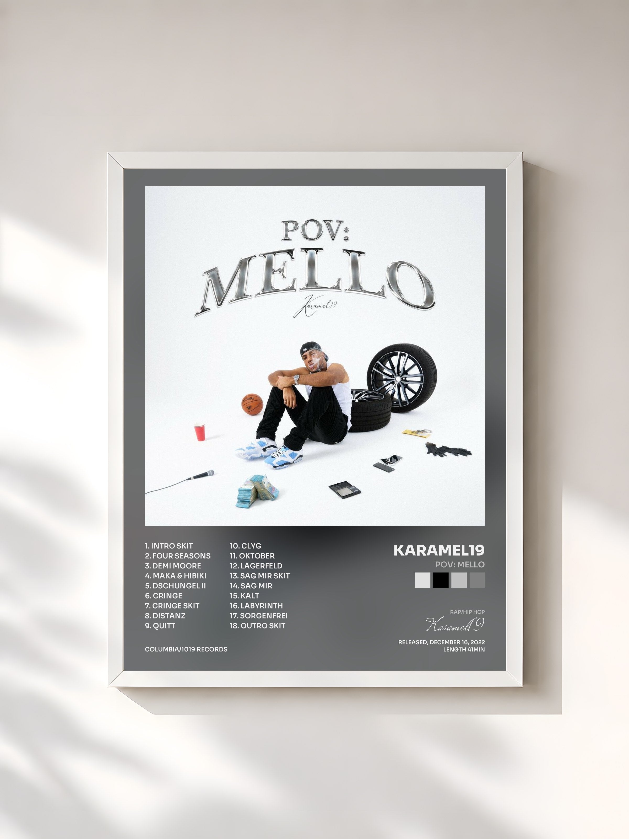 #blanc Tableau de l'album POV: Mello de Karamel19, cadre blanc, imprimé et encadré en France