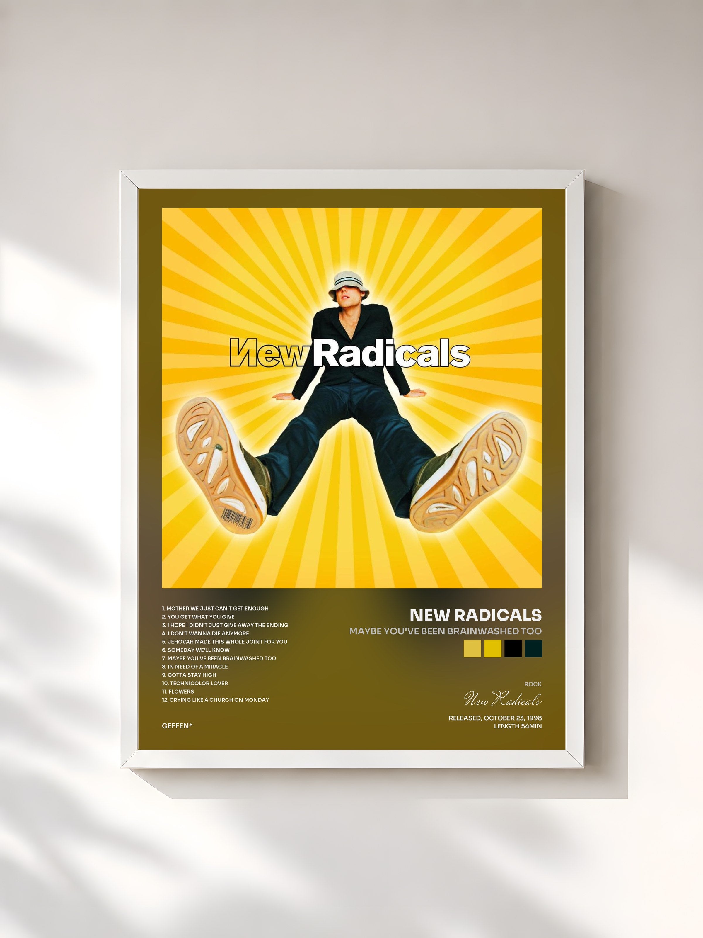 #blanc Tableau de l'album Maybe You've Been Brainwashed Too de New Radicals, cadre blanc, imprimé et encadré en France