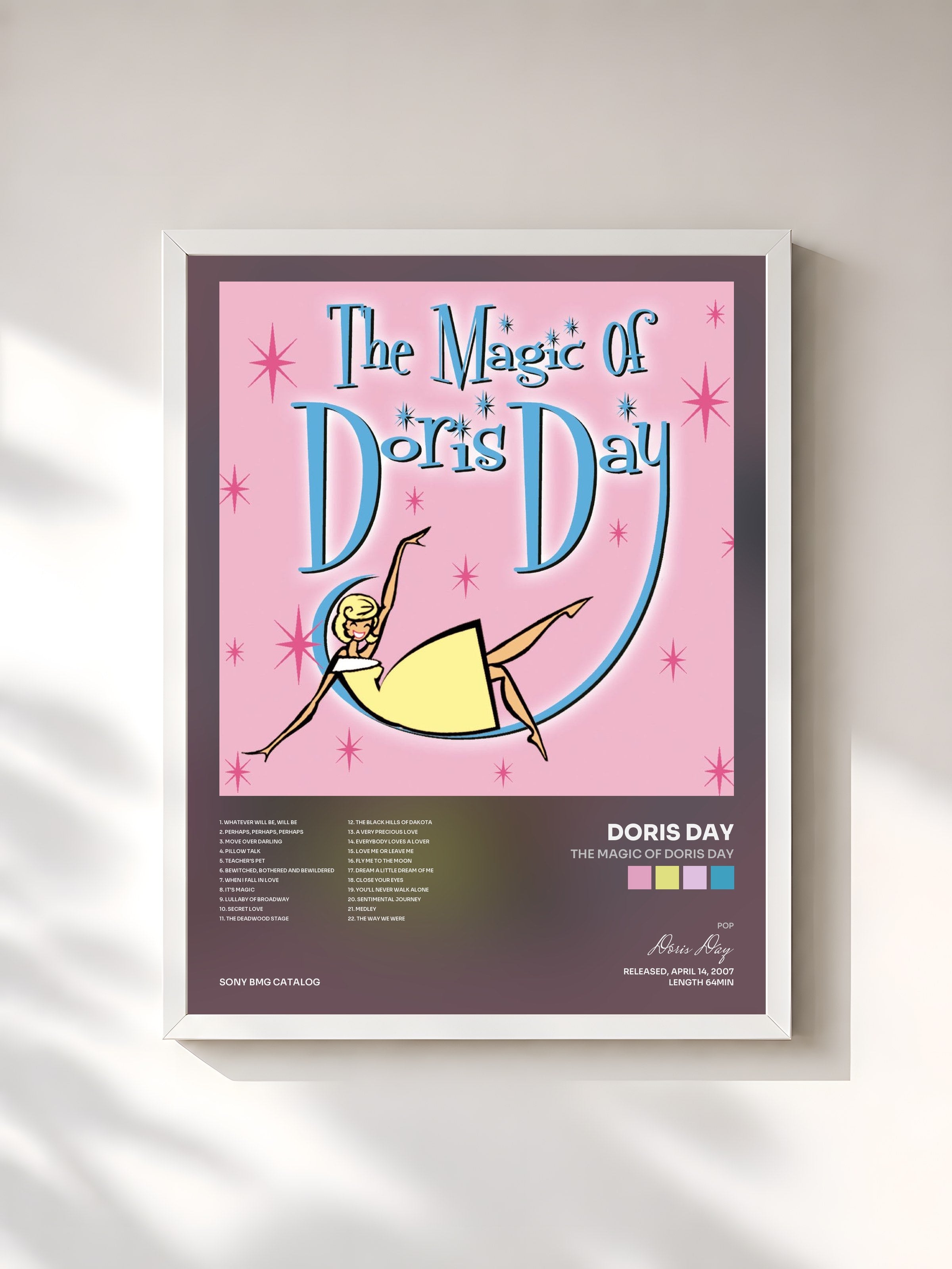 #blanc Tableau de l'album The Magic Of Doris Day de Doris Day, cadre blanc, imprimé et encadré en France