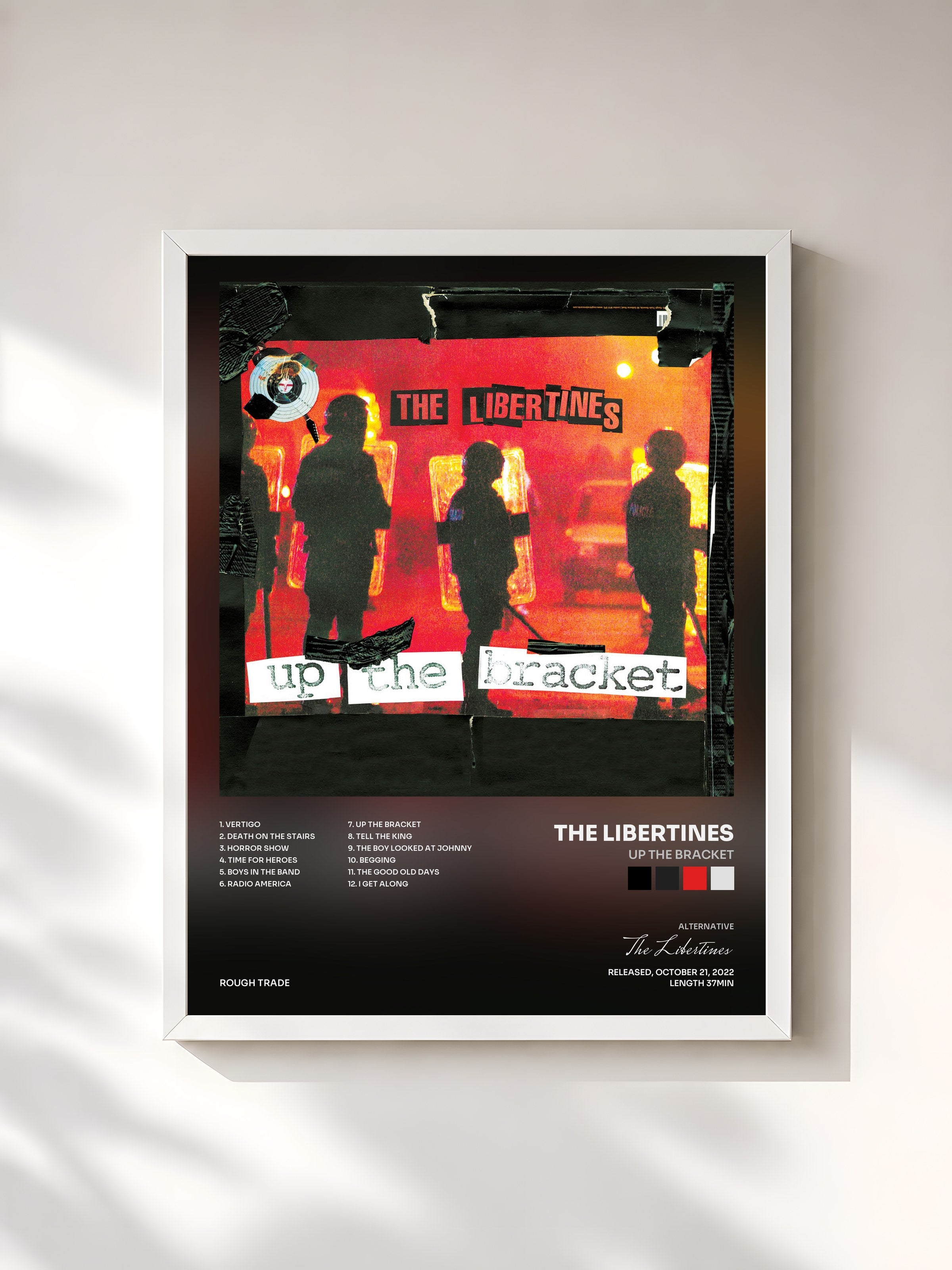 #blanc Tableau de l'album Up the Bracket de The Libertines, cadre blanc, imprimé et encadré en France