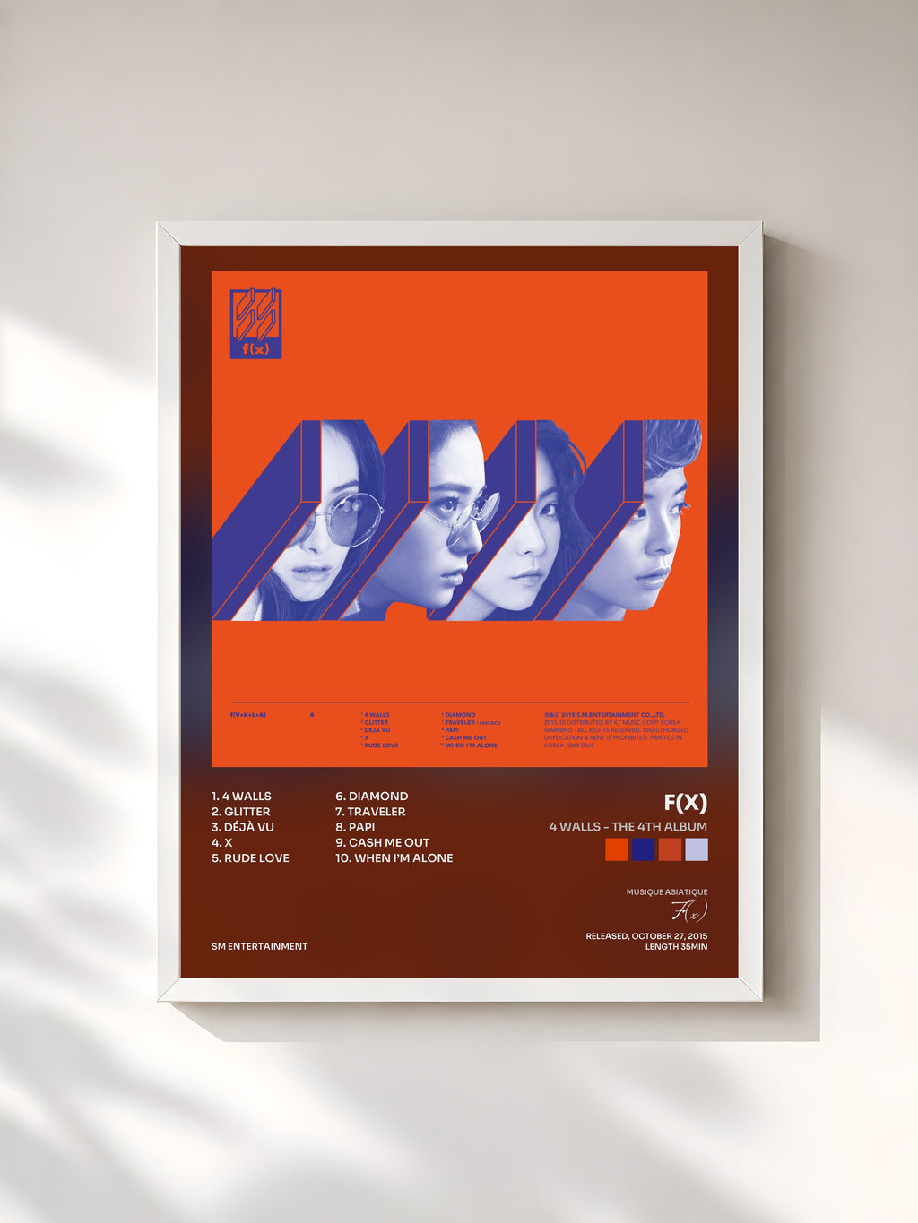 #blanc 4 Walls - The 4th Album by F(x) as a framed art print, white frame, printed and framed in France