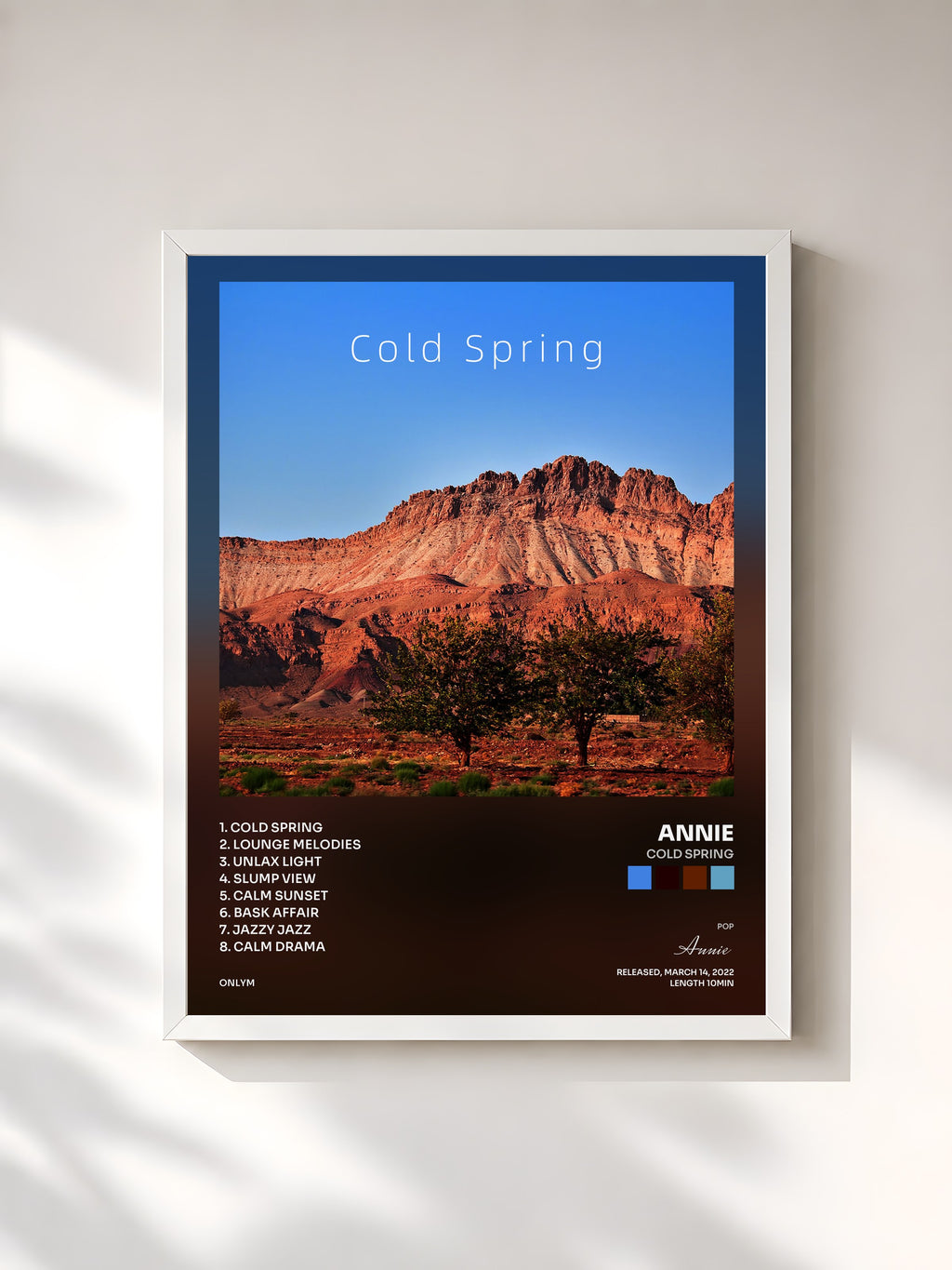 #blanc Tableau de l'album Cold Spring de Annie, cadre blanc, imprimé et encadré en France