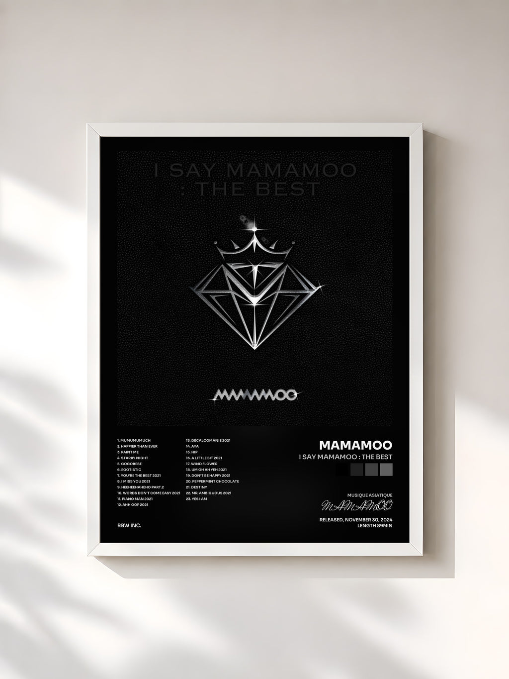#blanc Tableau de l'album I SAY MAMAMOO : THE BEST de MAMAMOO, cadre blanc, imprimé et encadré en France