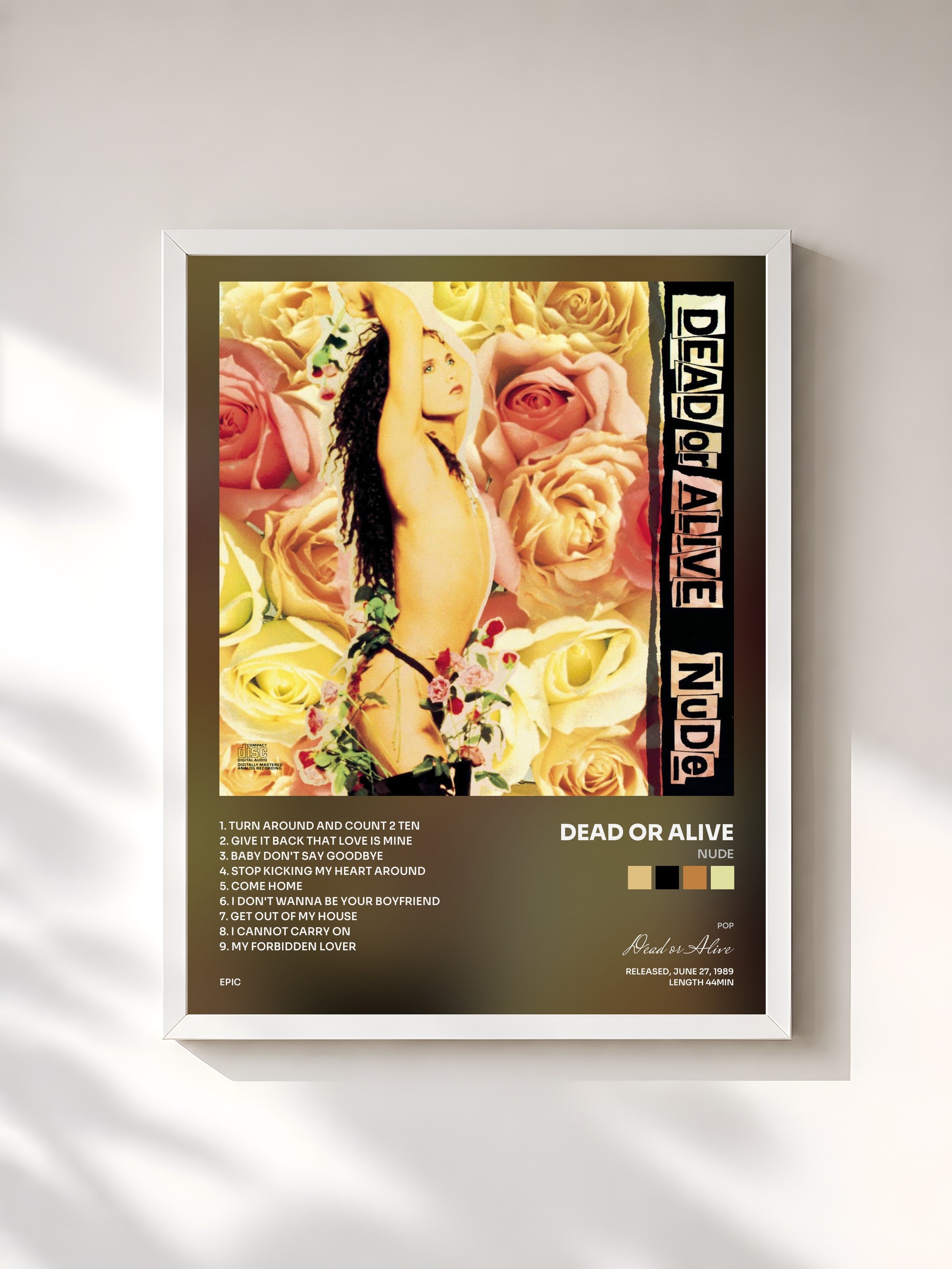 #blanc Tableau de l'album Nude de Dead or Alive, cadre blanc, imprimé et encadré en France