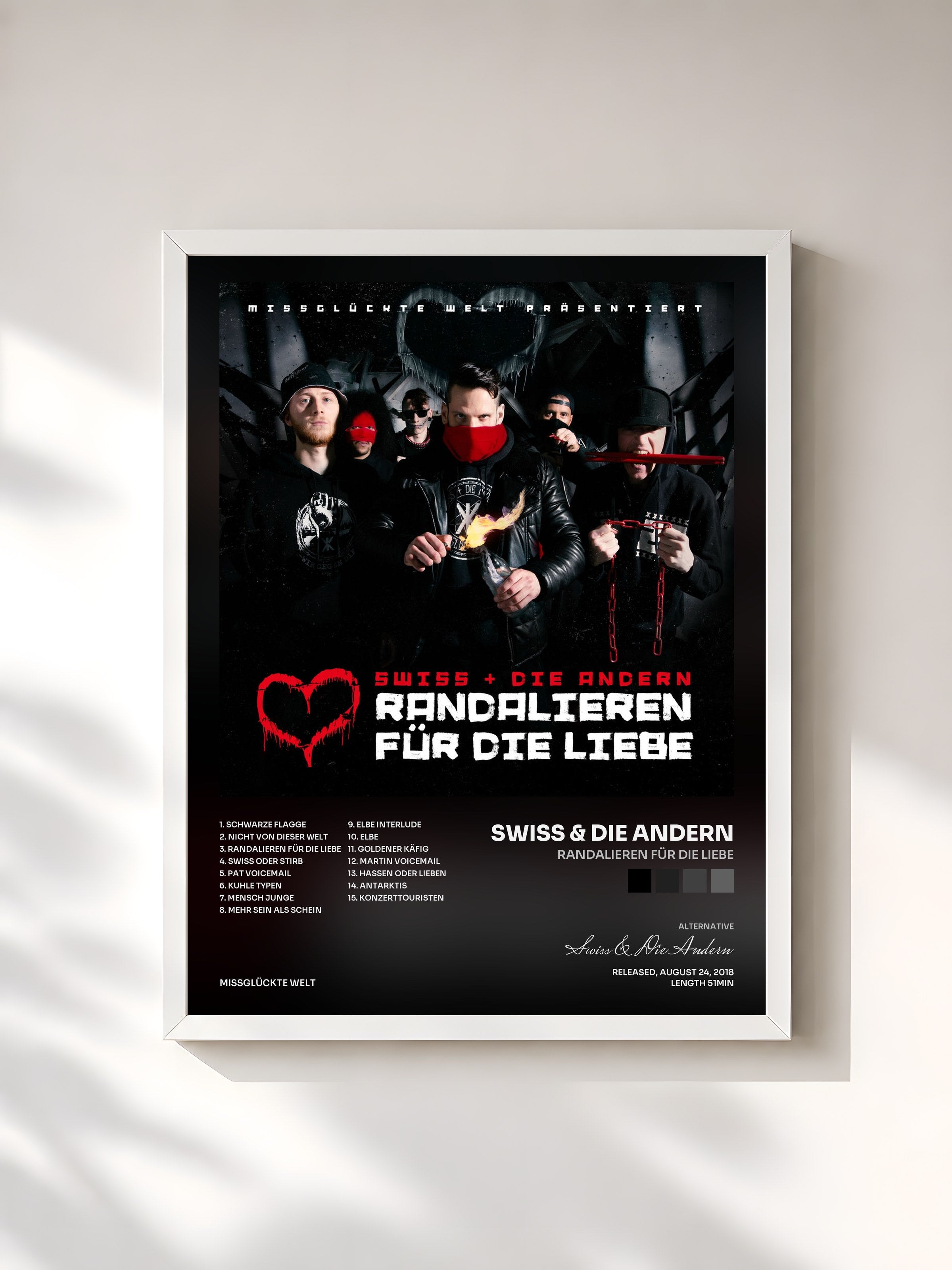 #blanc Tableau de l'album Randalieren für die Liebe de Swiss & Die Andern, cadre blanc, imprimé et encadré en France