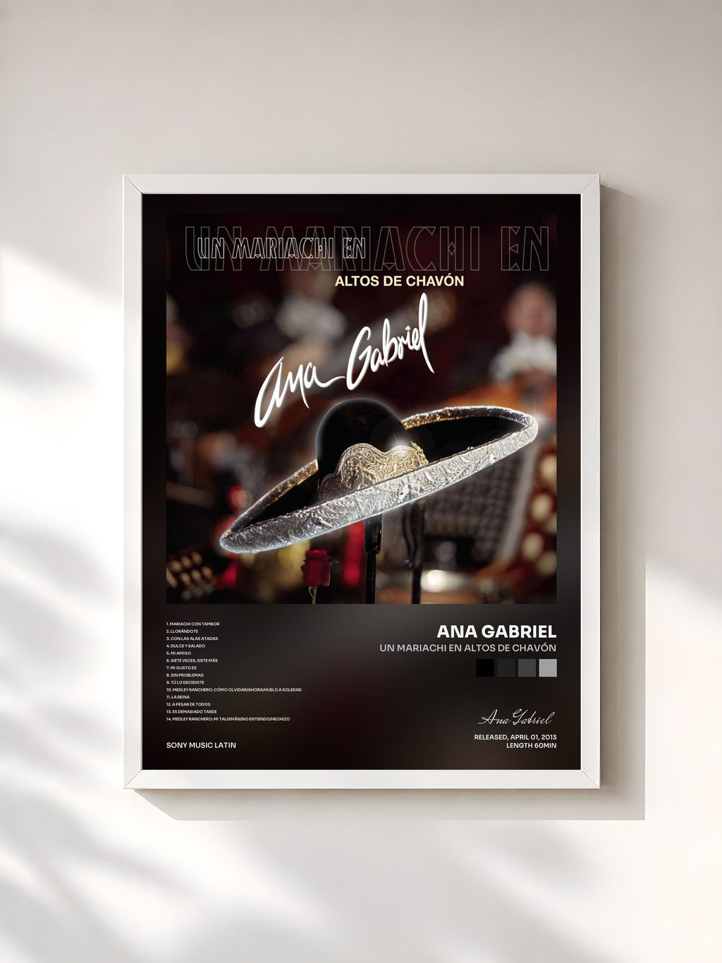 #blanc Un Mariachi En Altos De Chavón by Ana Gabriel as a framed art print, white frame, printed and framed in France