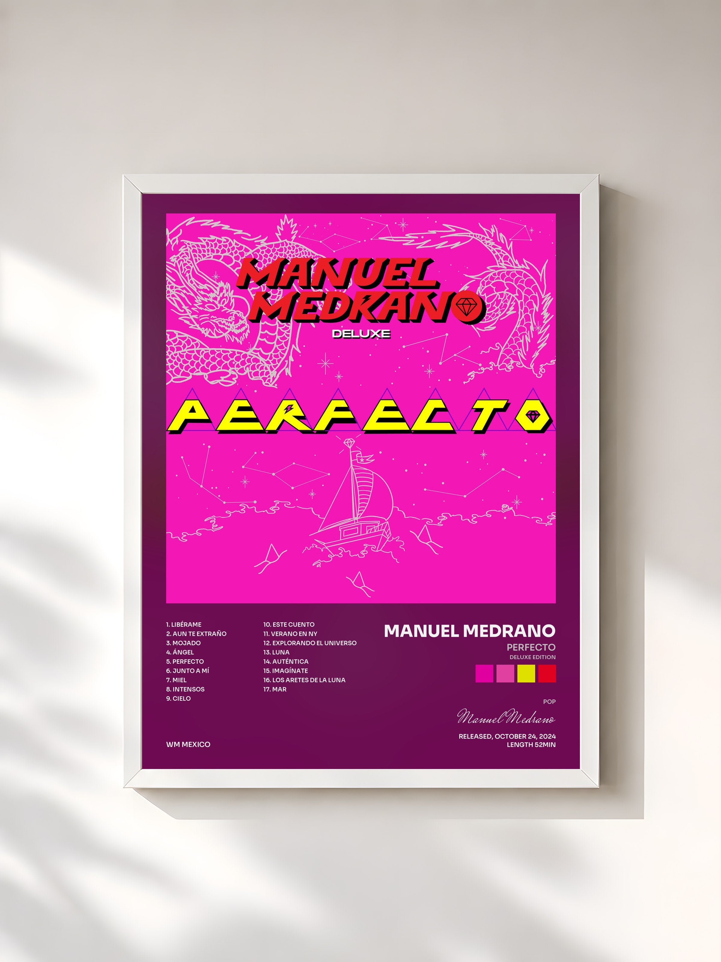 #blanc Tableau de l'album PERFECTO (Deluxe Edition) de Manuel Medrano, cadre blanc, imprimé et encadré en France