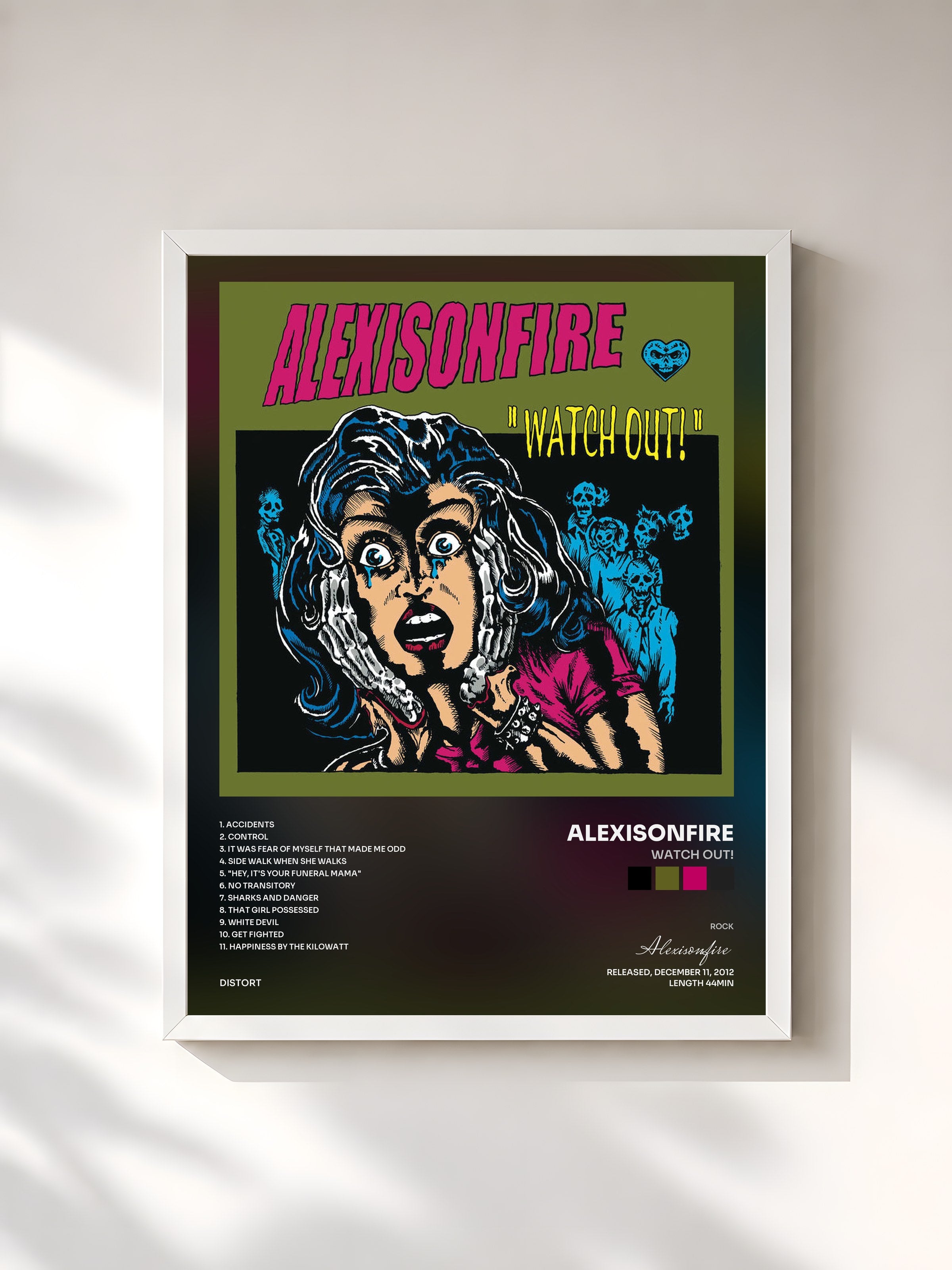 #blanc Tableau de l'album Watch Out! de Alexisonfire, cadre blanc, imprimé et encadré en France