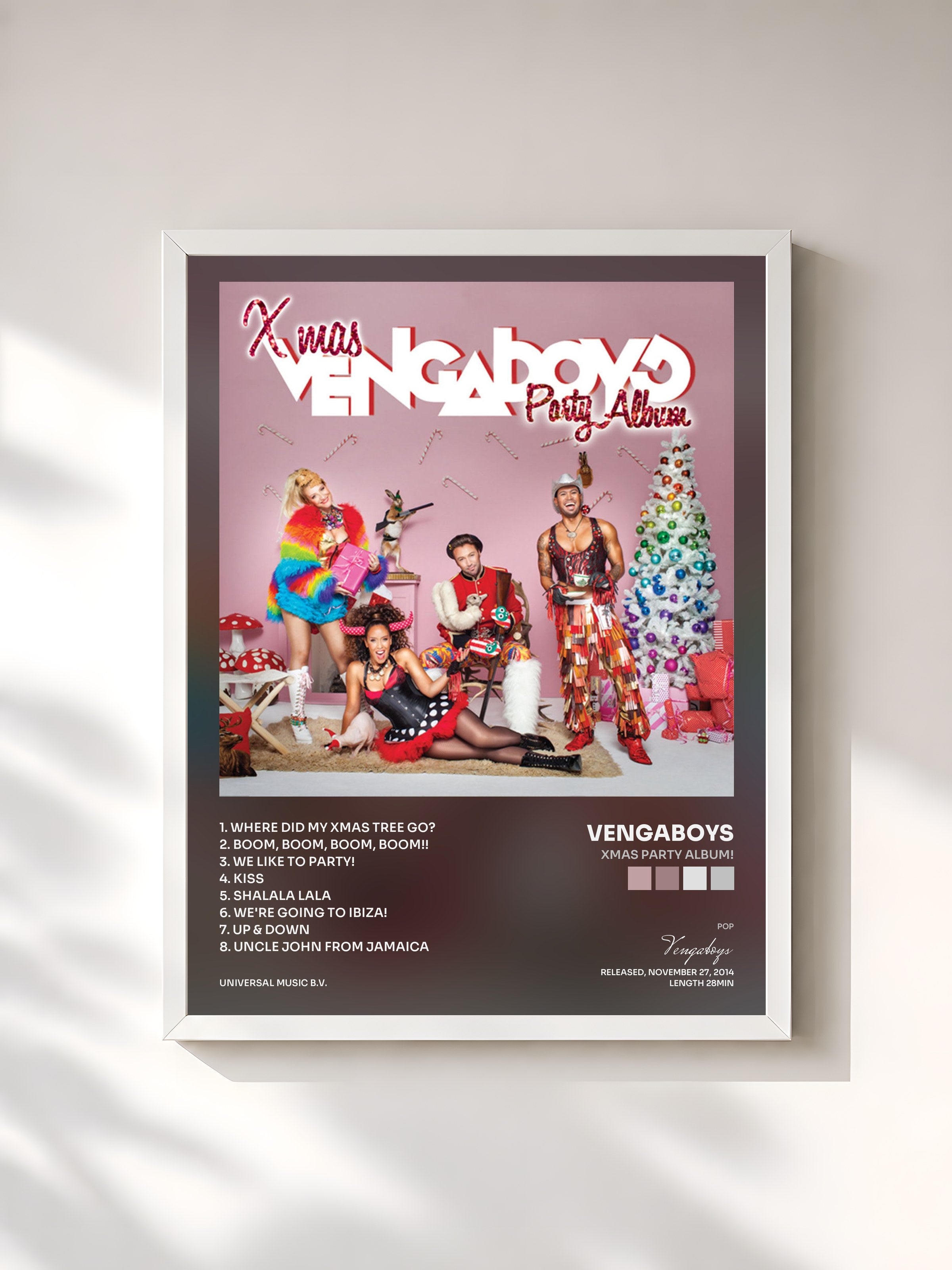 #blanc Tableau de l'album Xmas Party Album! de Vengaboys, cadre blanc, imprimé et encadré en France