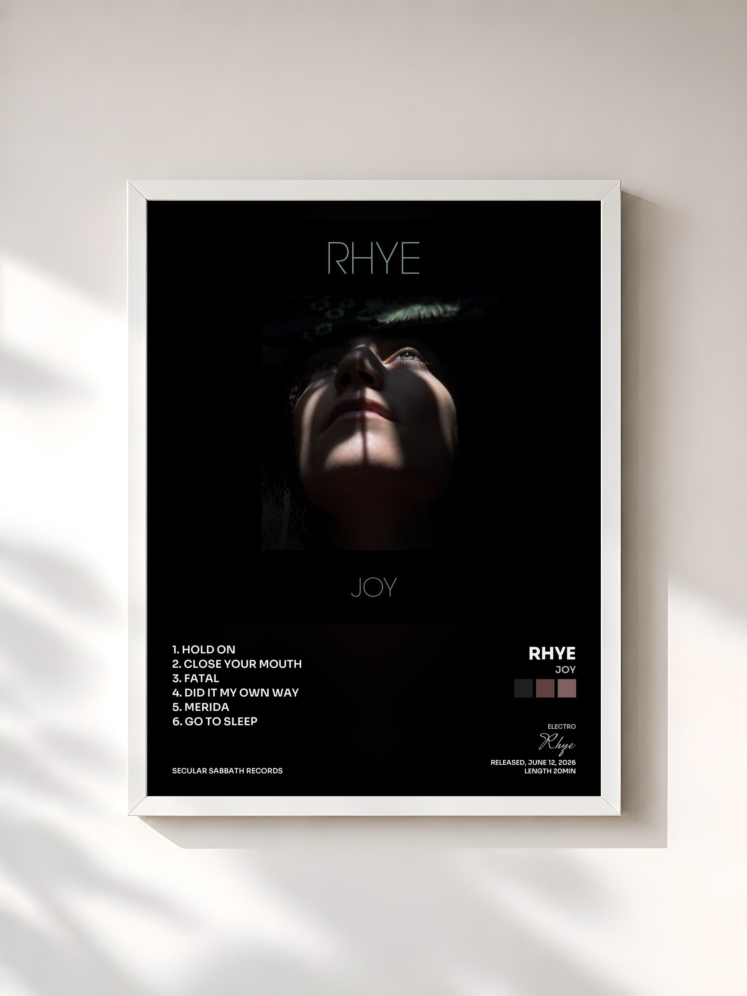 #blanc Tableau de l'album JOY de Rhye, cadre blanc, imprimé et encadré en France