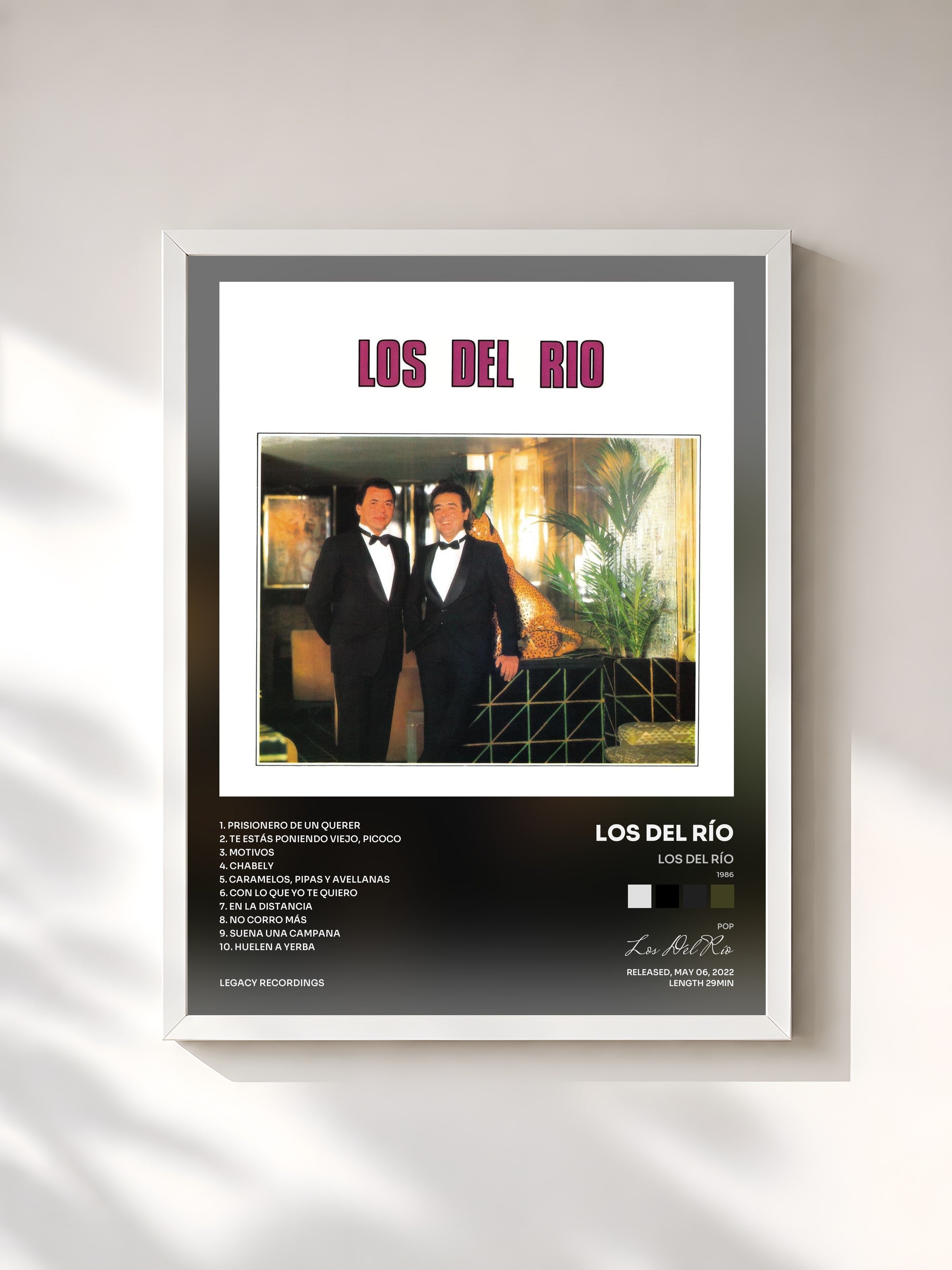 #blanc Tableau de l'album Los del Río (1986) de Los Del Río, cadre blanc, imprimé et encadré en France