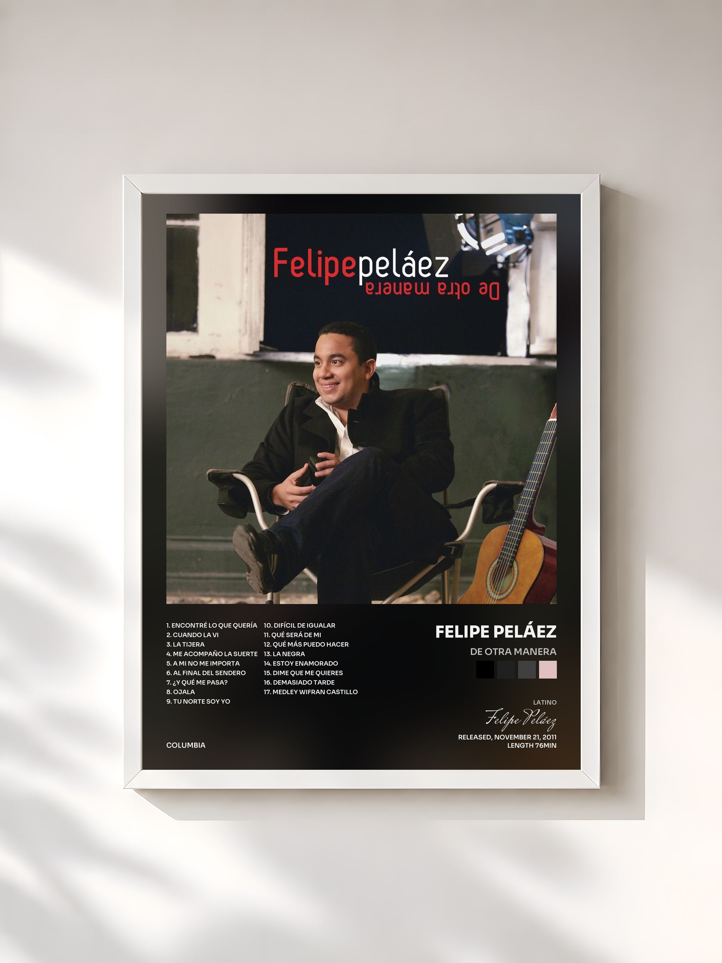 #blanc Tableau de l'album De Otra Manera de Felipe Peláez, cadre blanc, imprimé et encadré en France