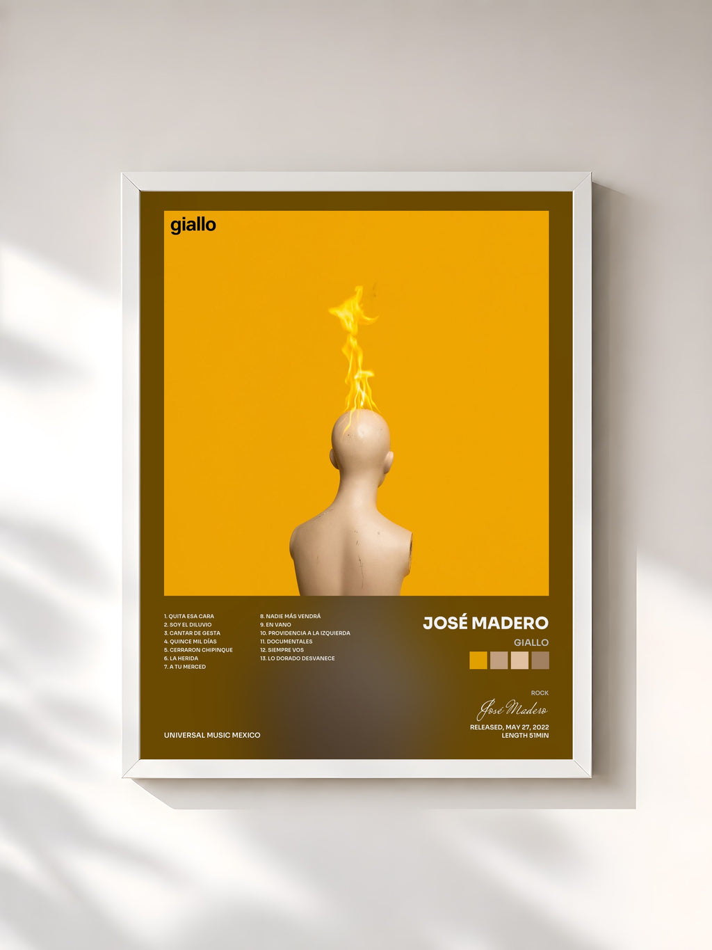 #blanc Giallo by José Madero as a framed art print, white frame, printed and framed in France