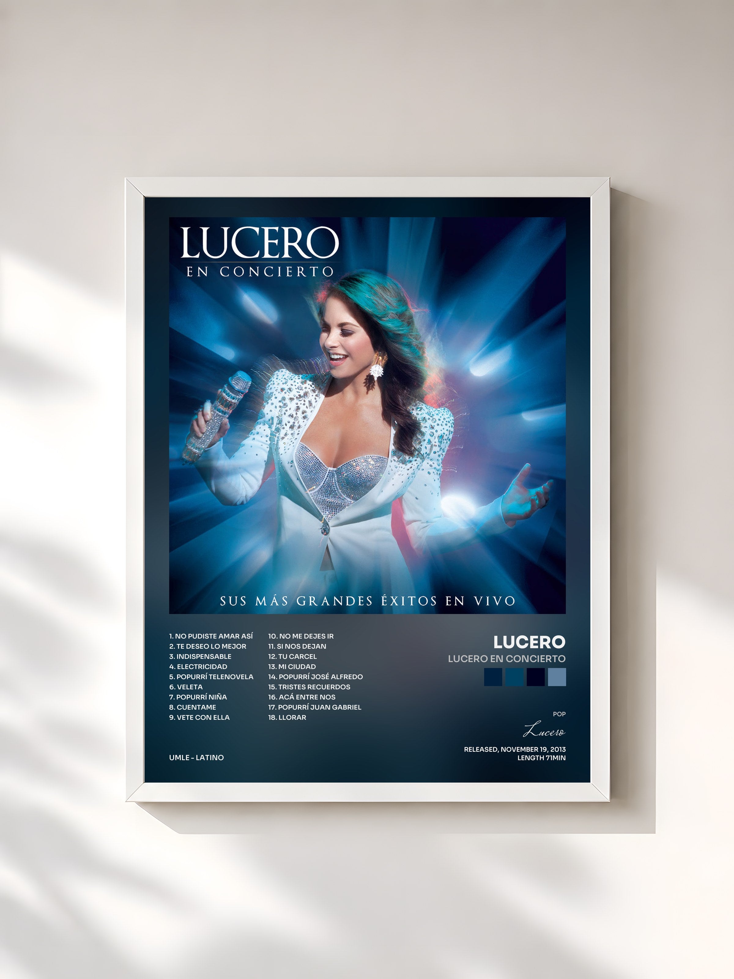 #blanc Tableau de l'album Lucero En Concierto de Lucero, cadre blanc, imprimé et encadré en France
